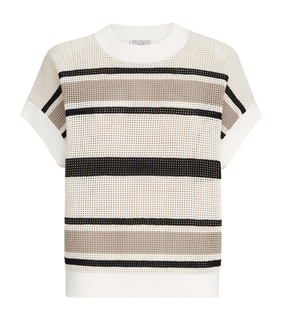 Brunello Cucinelli Womens Cotton Stripe Sweater Vest Image 1