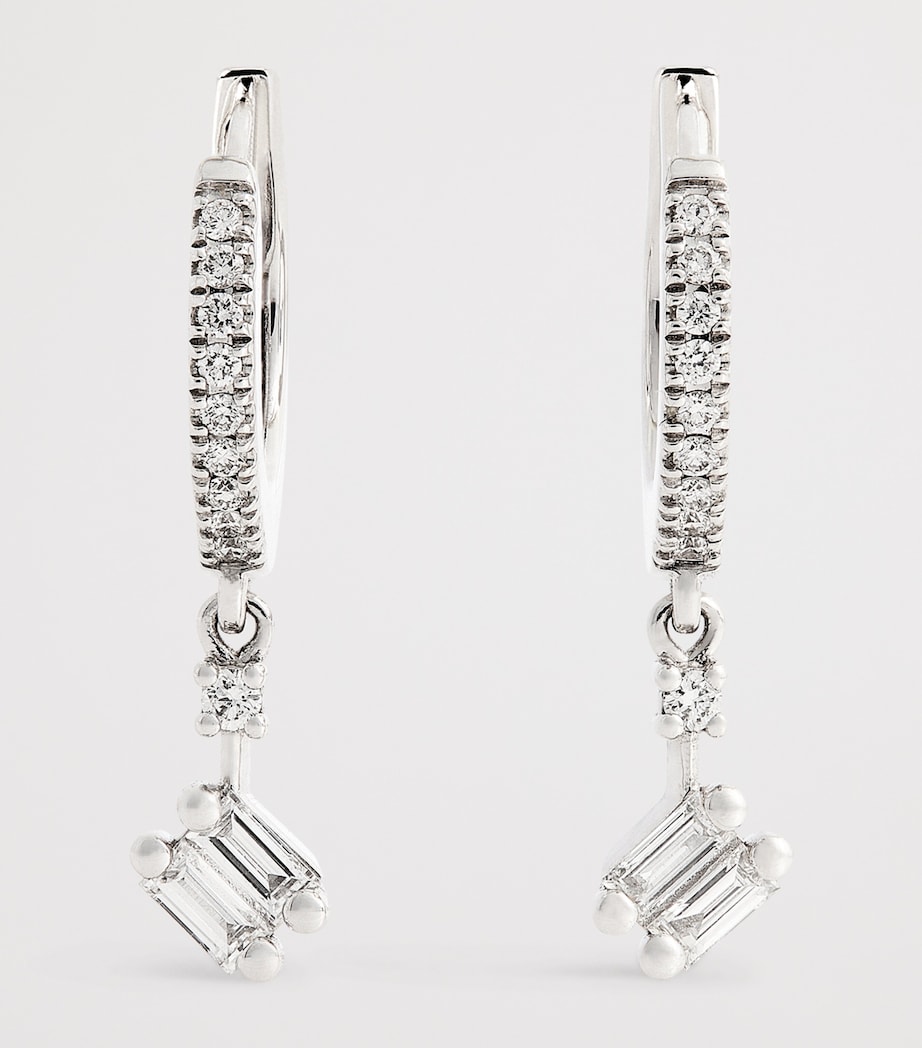 Suzanne Kalan White Gold and Diamond Classic Dangle Drop Huggie Earrings Wg/wd Image 3