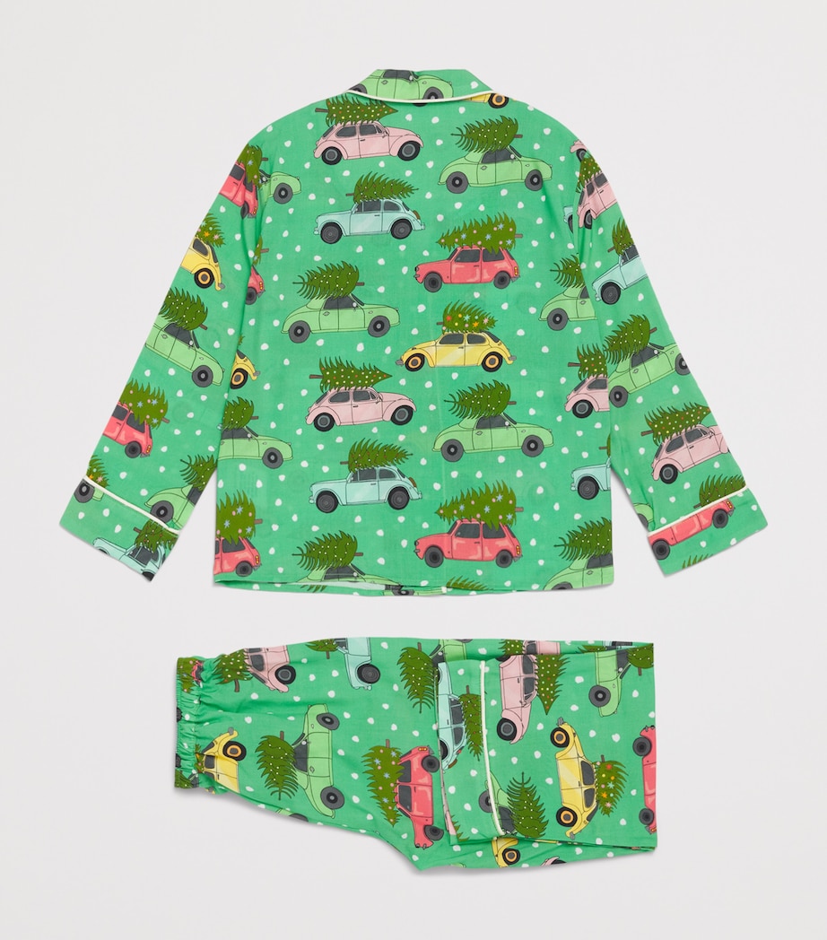 KAREN MABON KIDS Vintage Cars Print Pyjama Set (2-13 Years) Green Image 2