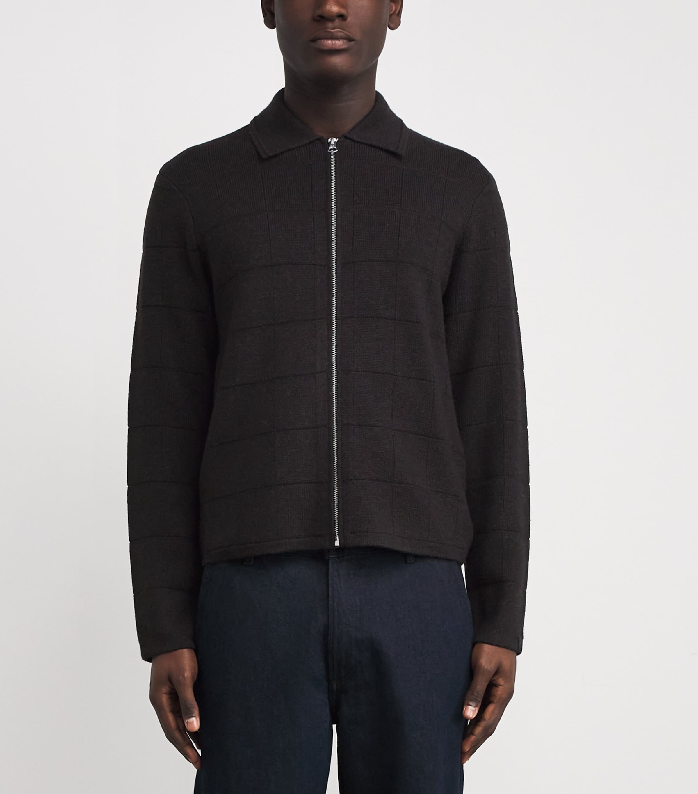 Wool Melrose Zip-Up Cardigan BROWN Image 3