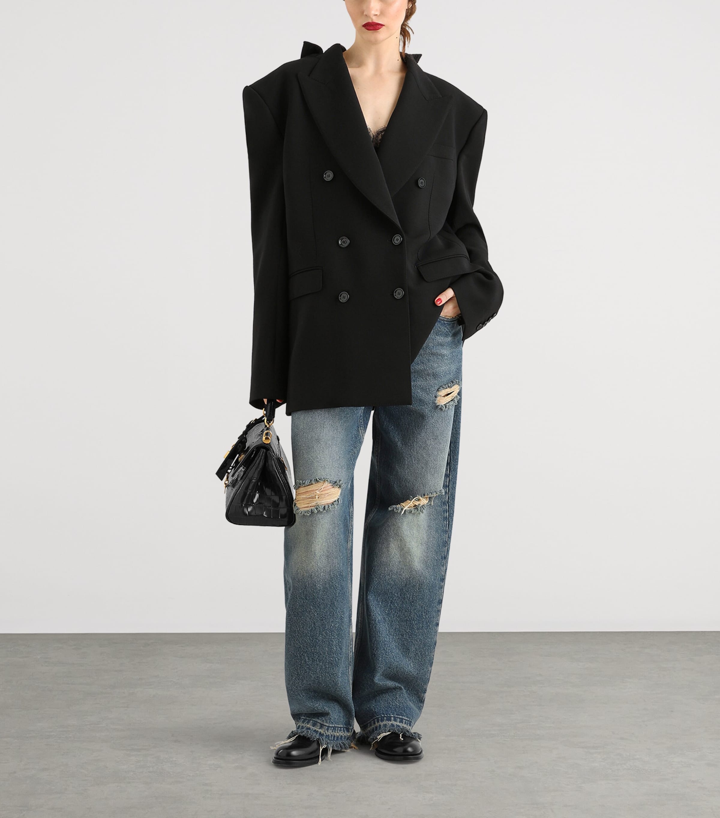 Dolce&Gabbana Womens Ripped Straight-Leg Jeans Combined Colou Image 2