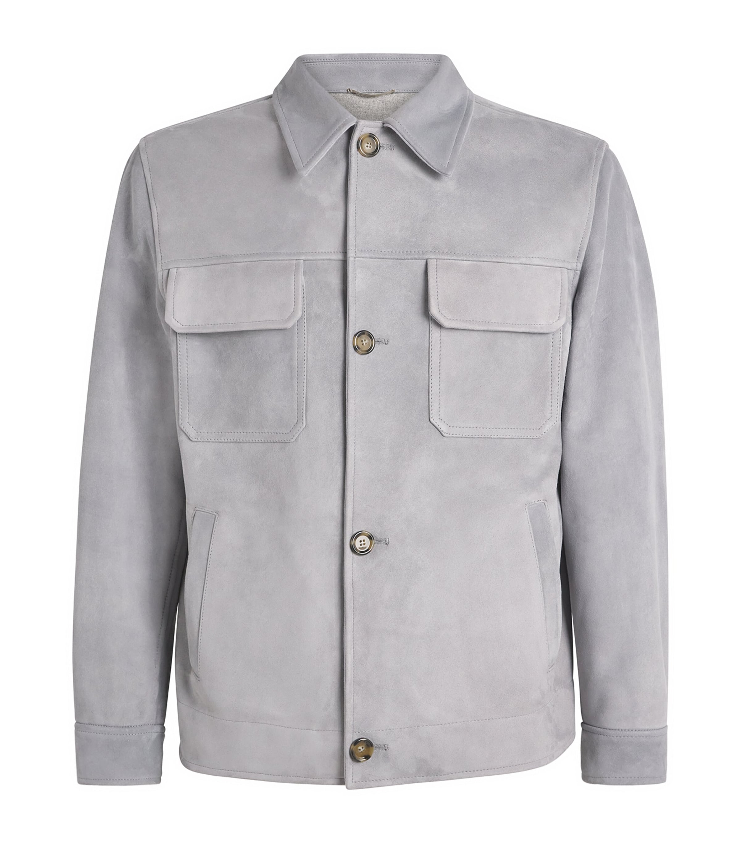 Lardini Suede Twin-pocket Jacket In Gray