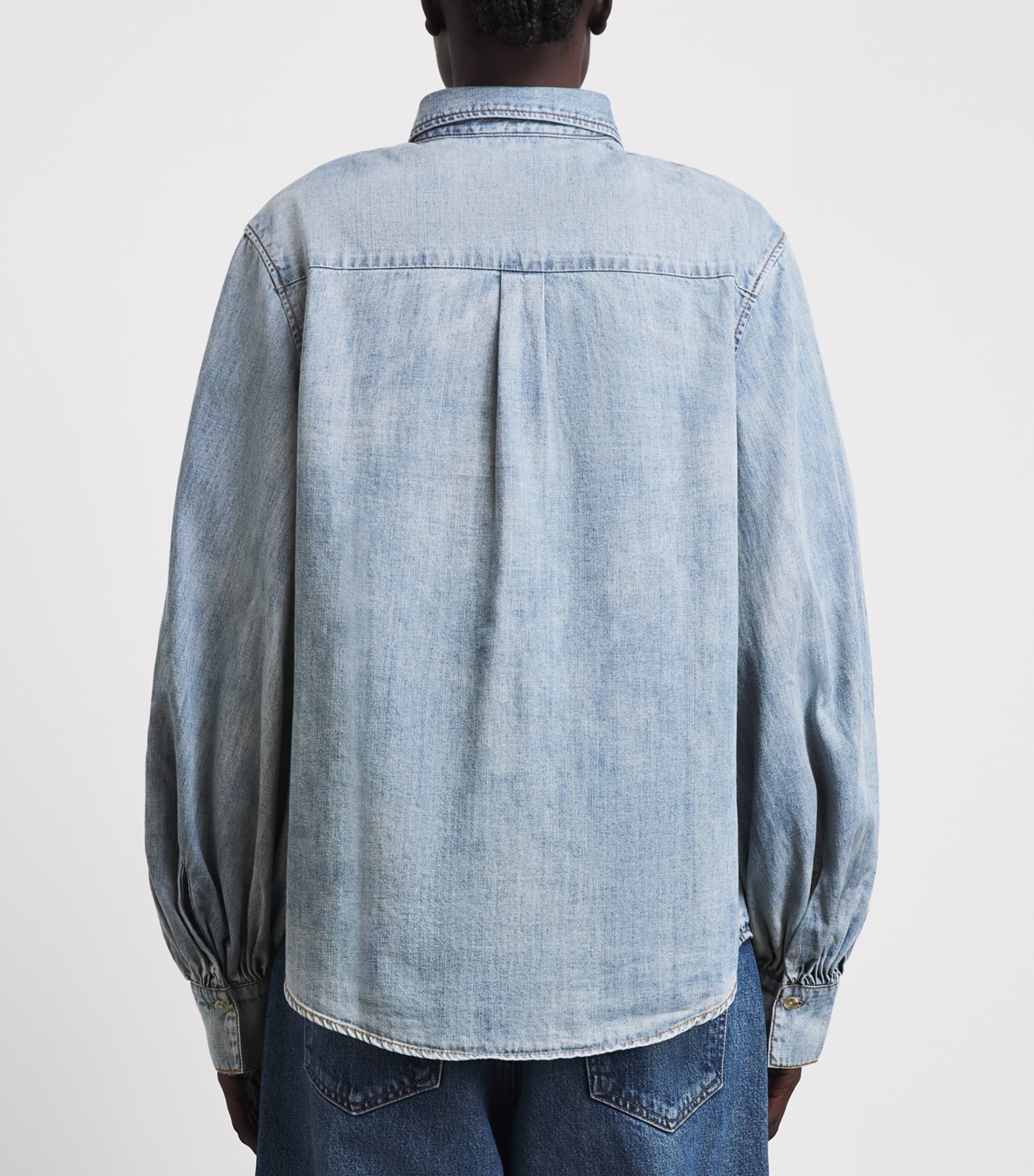 7 For All Mankind Womens Denim Shirt Chambray Loft Image 5