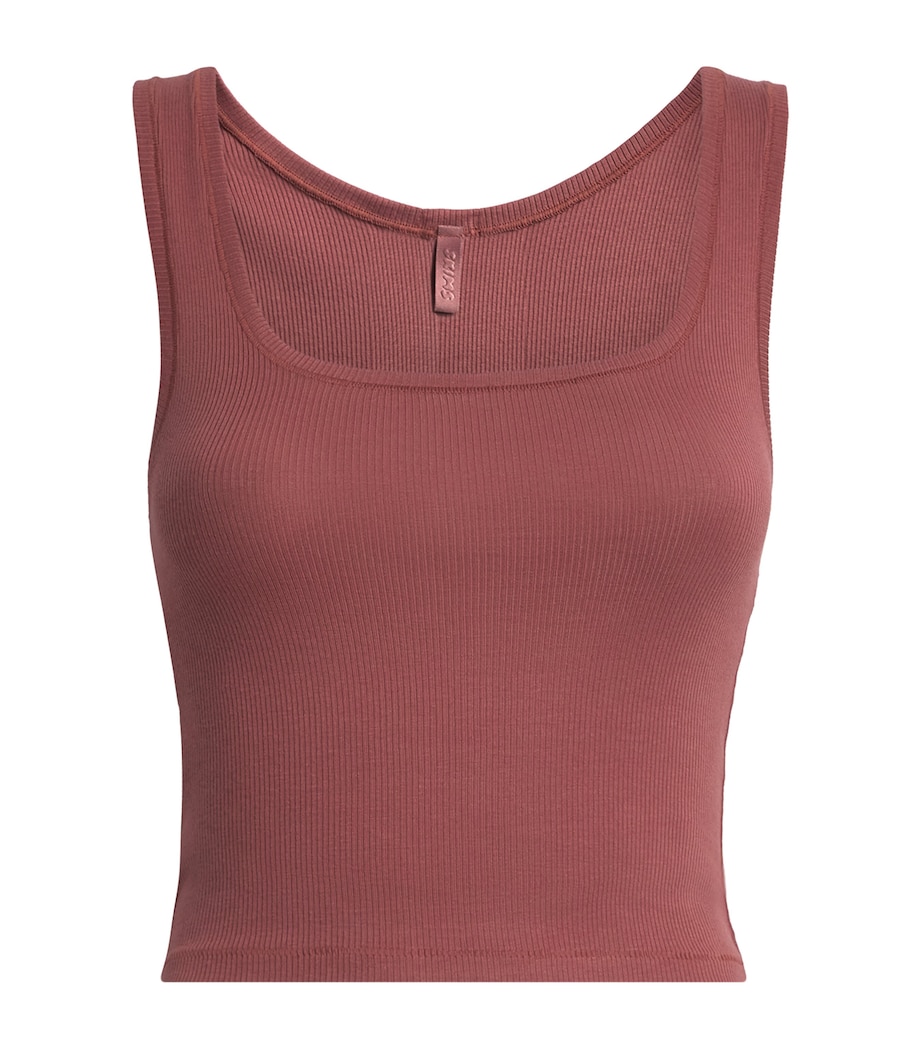 Stretch-Cotton Rib Tank Top REDWOOD Image 1