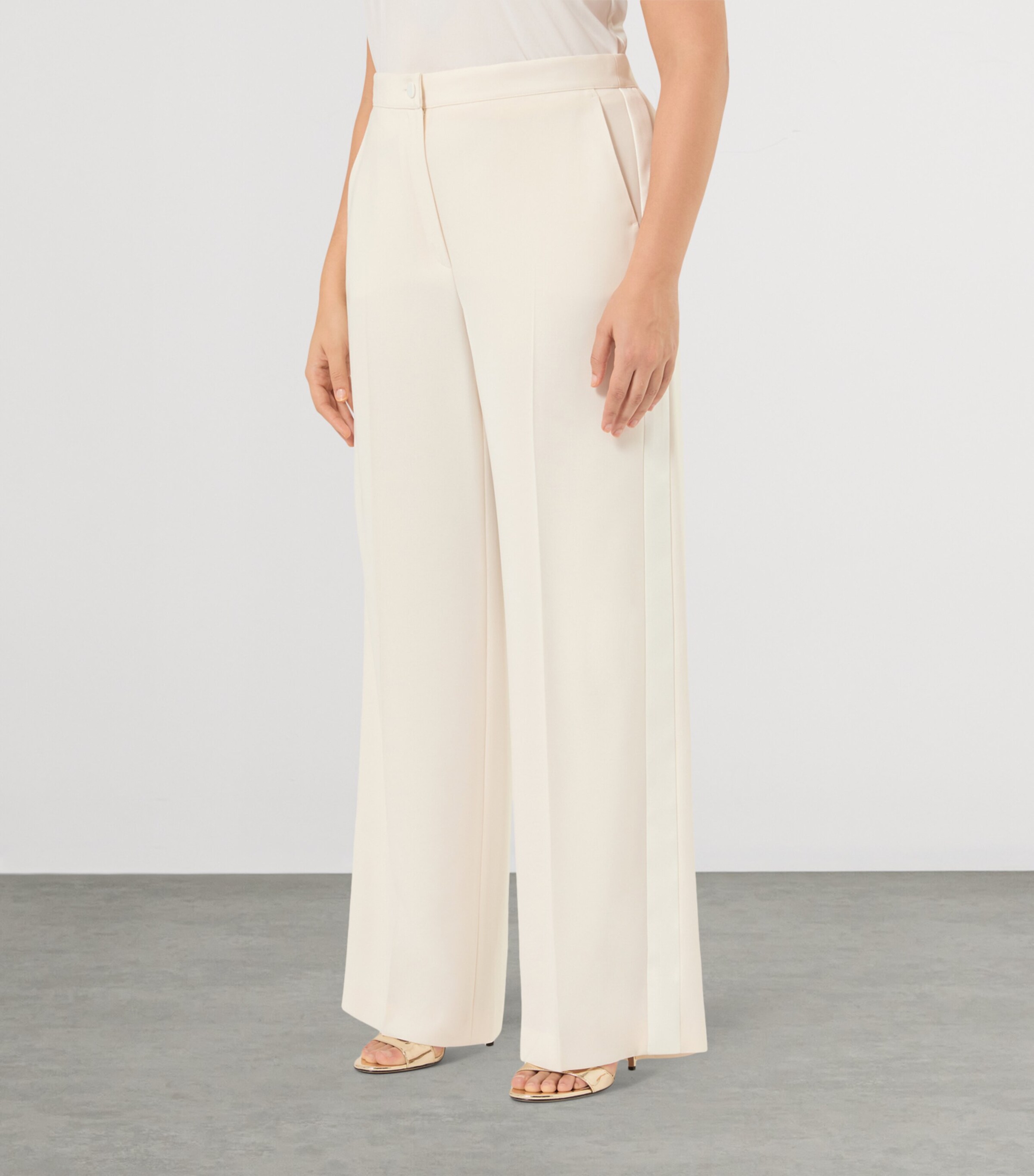 Marina Rinaldi Womens Wide-Leg Tailored Trousers Ivory Image 3