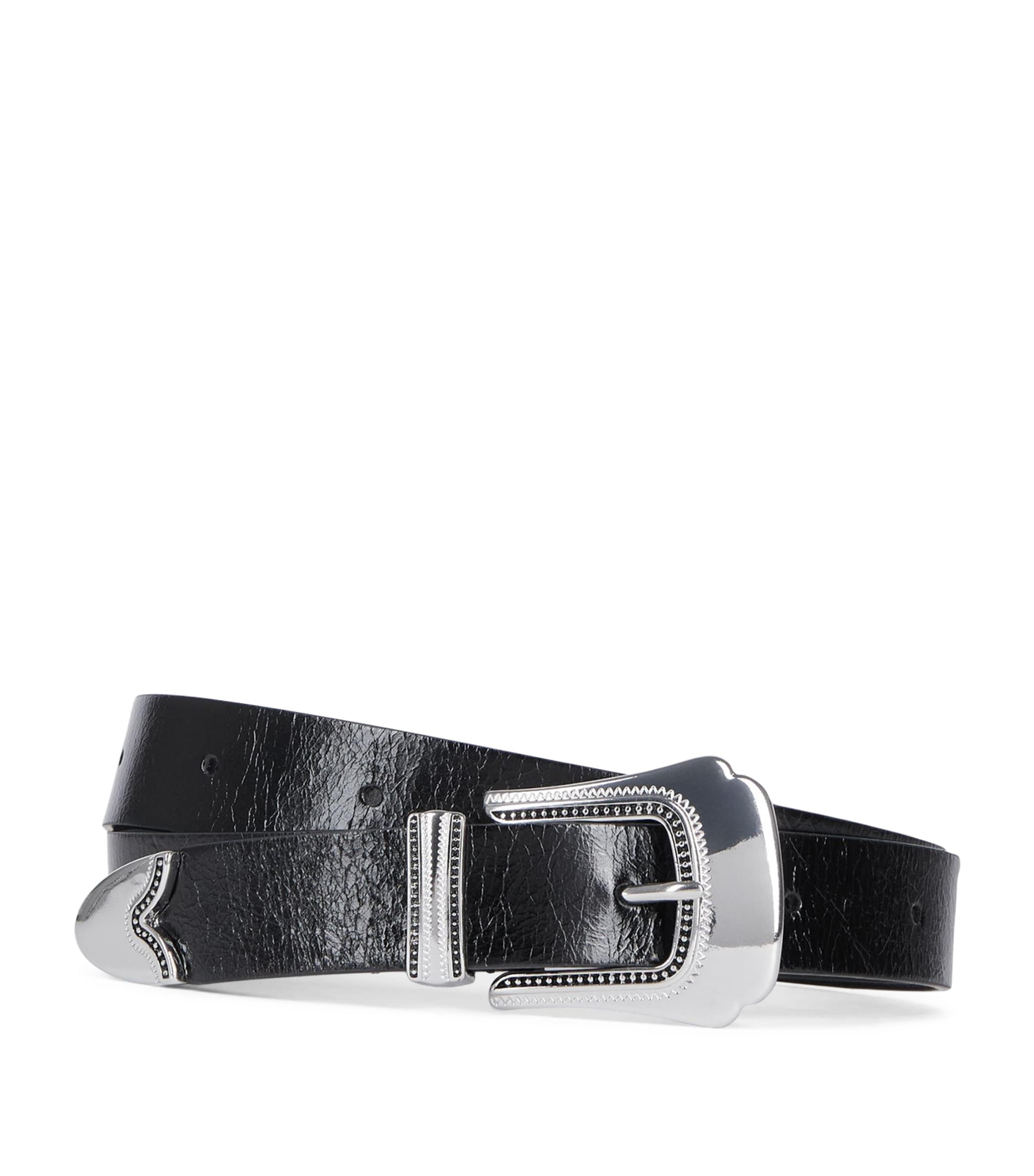 Shop The Kooples Leather Belt In Black