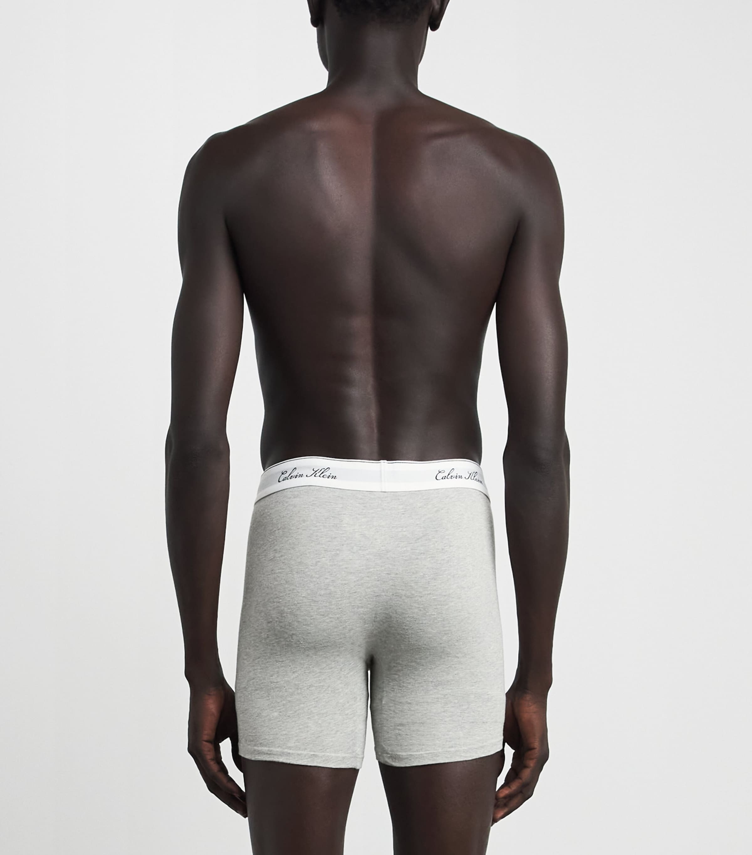 Calvin Klein Mens Stretch-Cotton Icon Script Trunks (Pack of 3) Volcanic Ash/sp Image 3