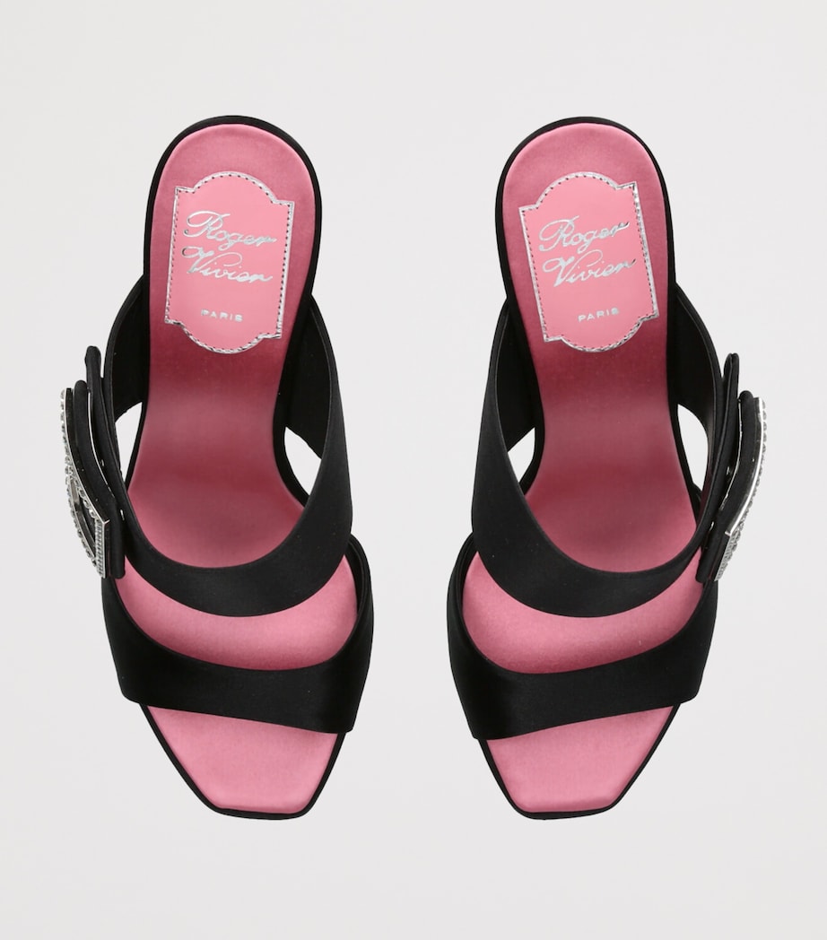 Roger Vivier Satin Trompette Wide-Strap Mules 85 Black Image 4