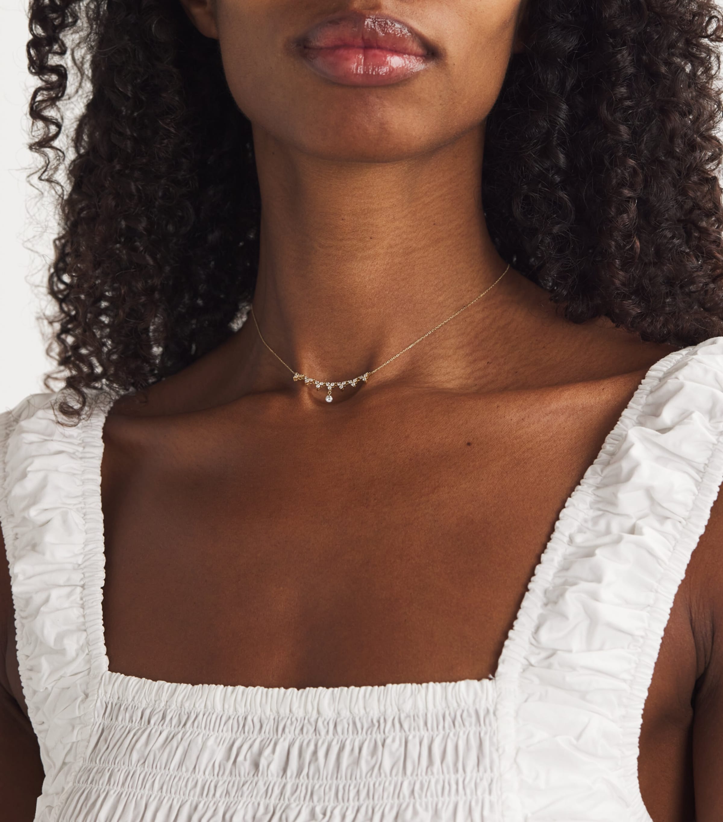 Yellow Gold and Diamond Triangle Tennis Necklace YELLOW GOLD Image 2