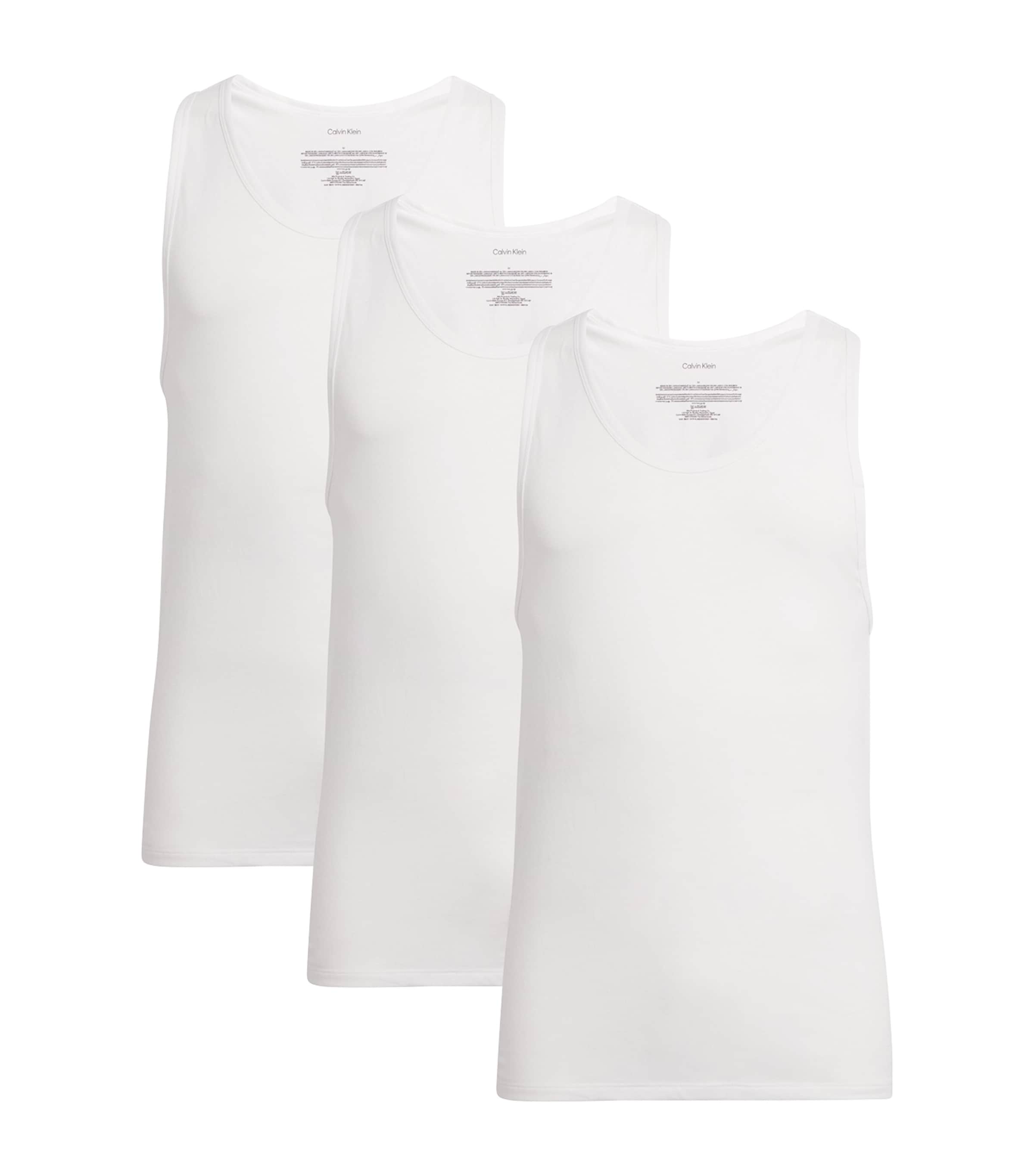 Calvin Klein Mens Stretch Cotton-Blend Vests (Pack of 3) White Image 1