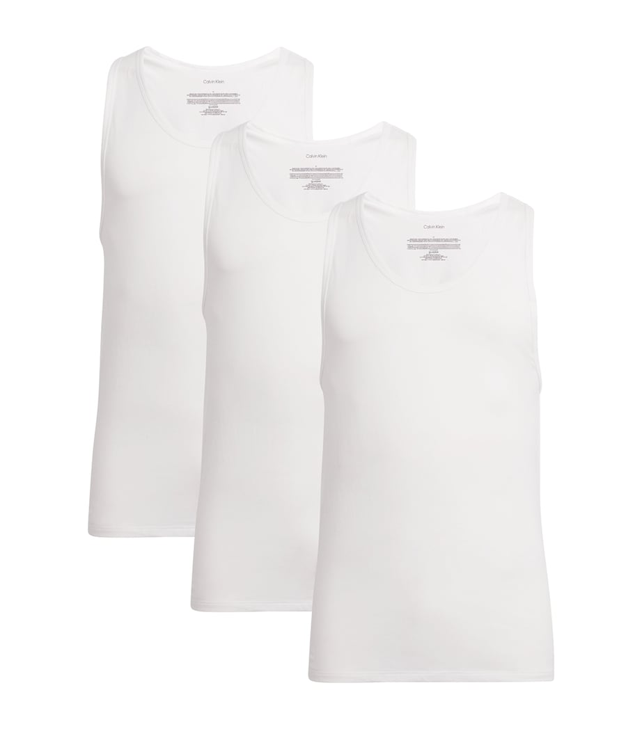 Calvin Klein Mens Stretch Cotton-Blend Vests (Pack of 3) White Image 1