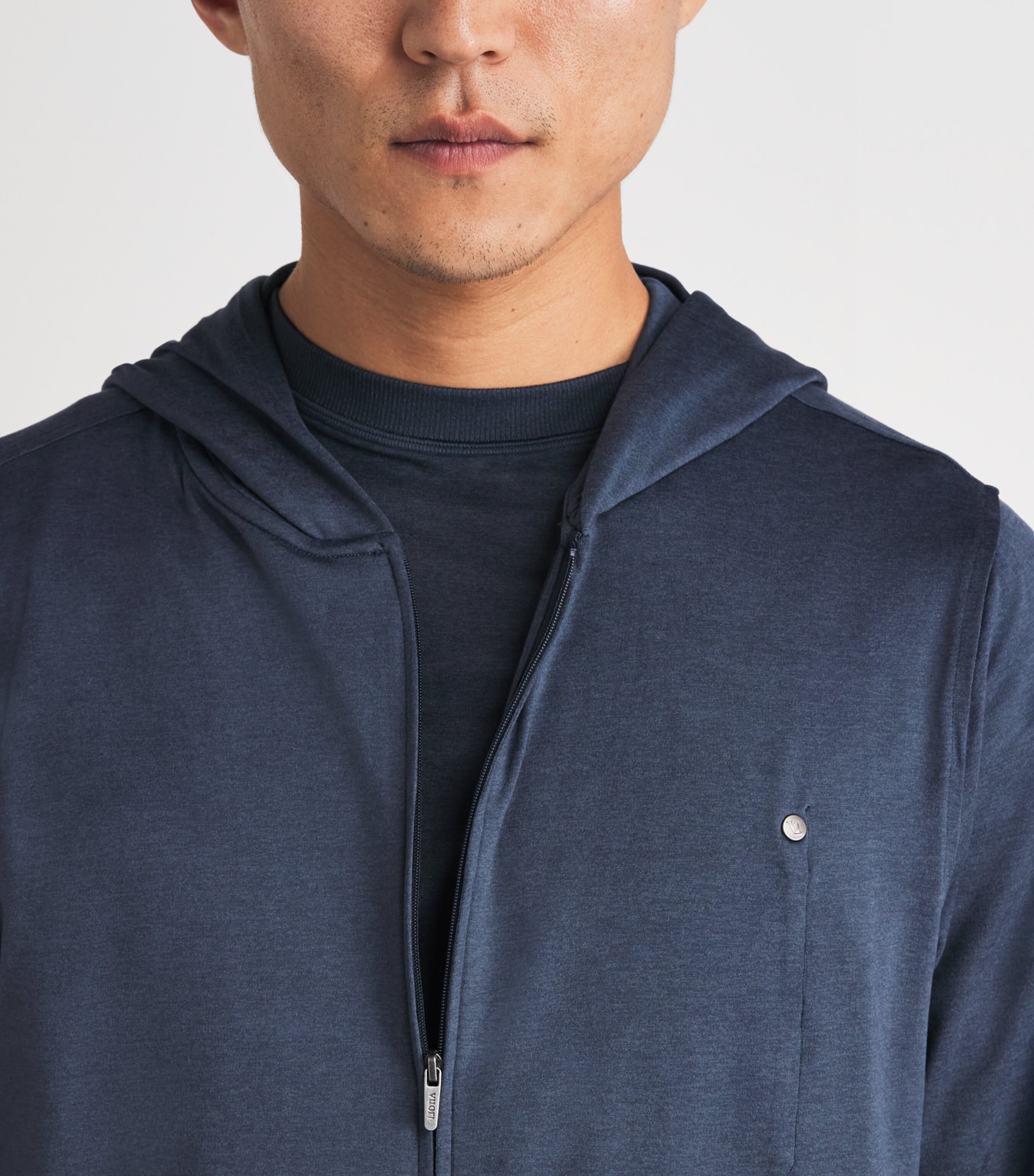 VUORI Mens Zip-Up Ponto Hoodie Haz Azure Heath Image 3