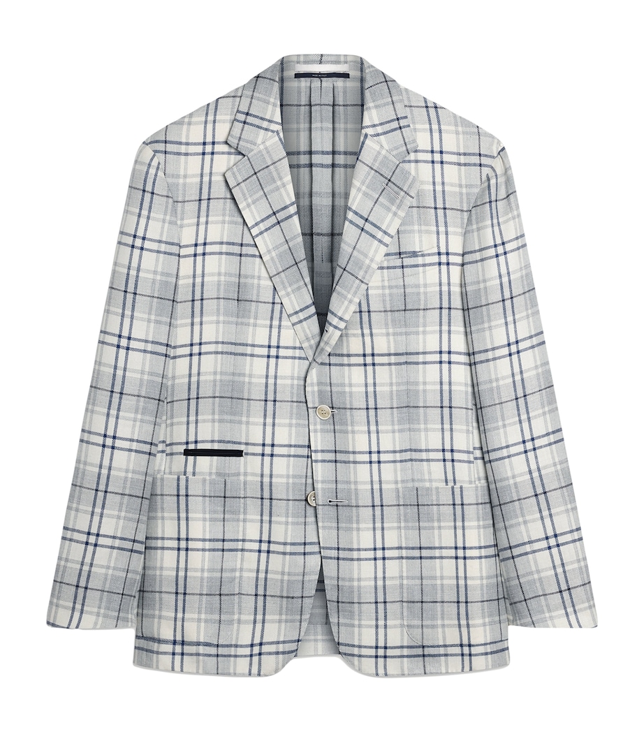 Wool-Blend Check Bourdon Blazer 122BLUE WHITE Image 1