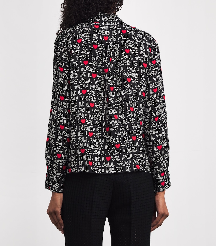 Alice+Olivia Womens x The Beatles Silk Willa Shirt All You Need Is Love Image 4
