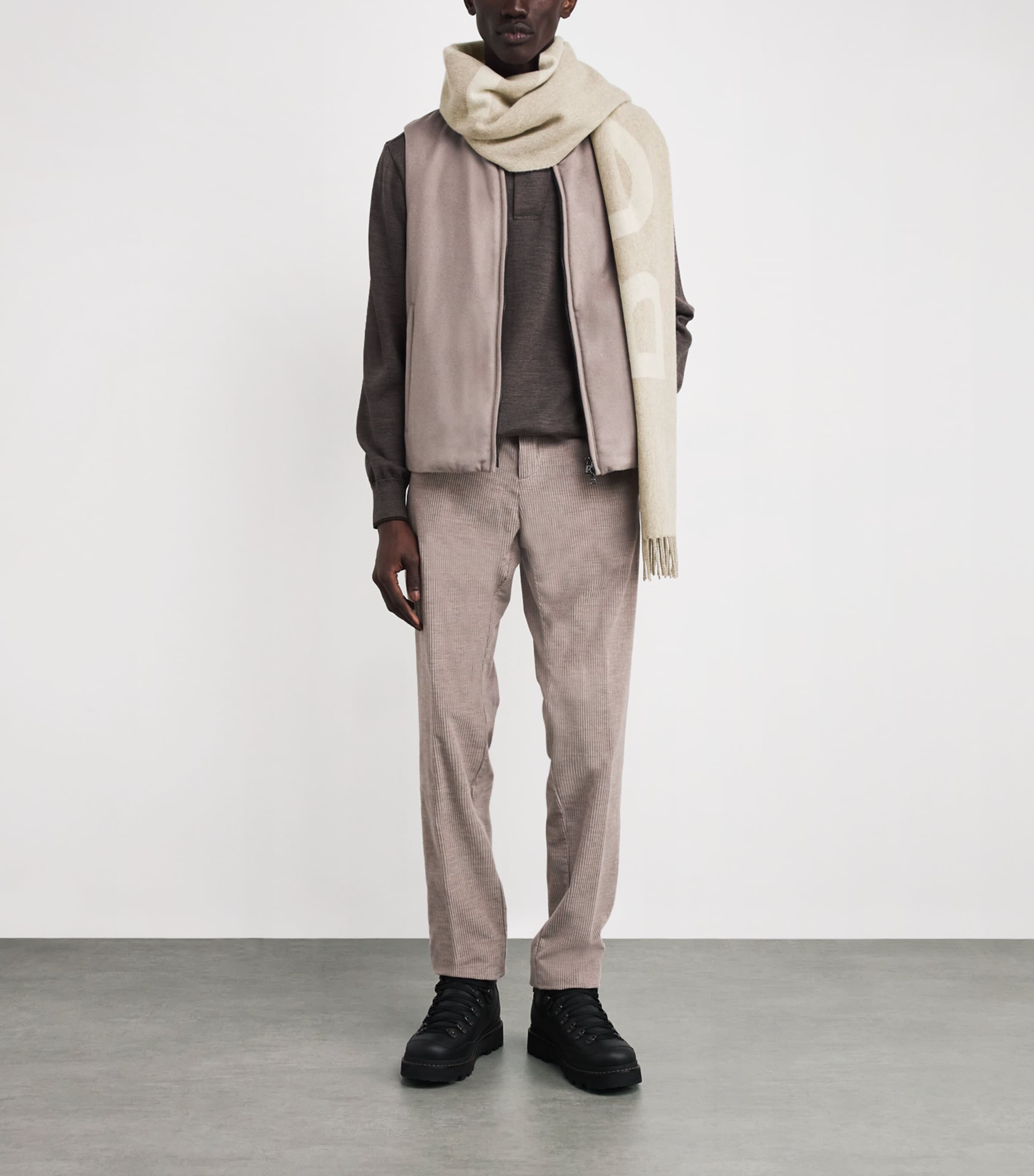 Wool Logo Scarf 812-MOON ROCK Image 2