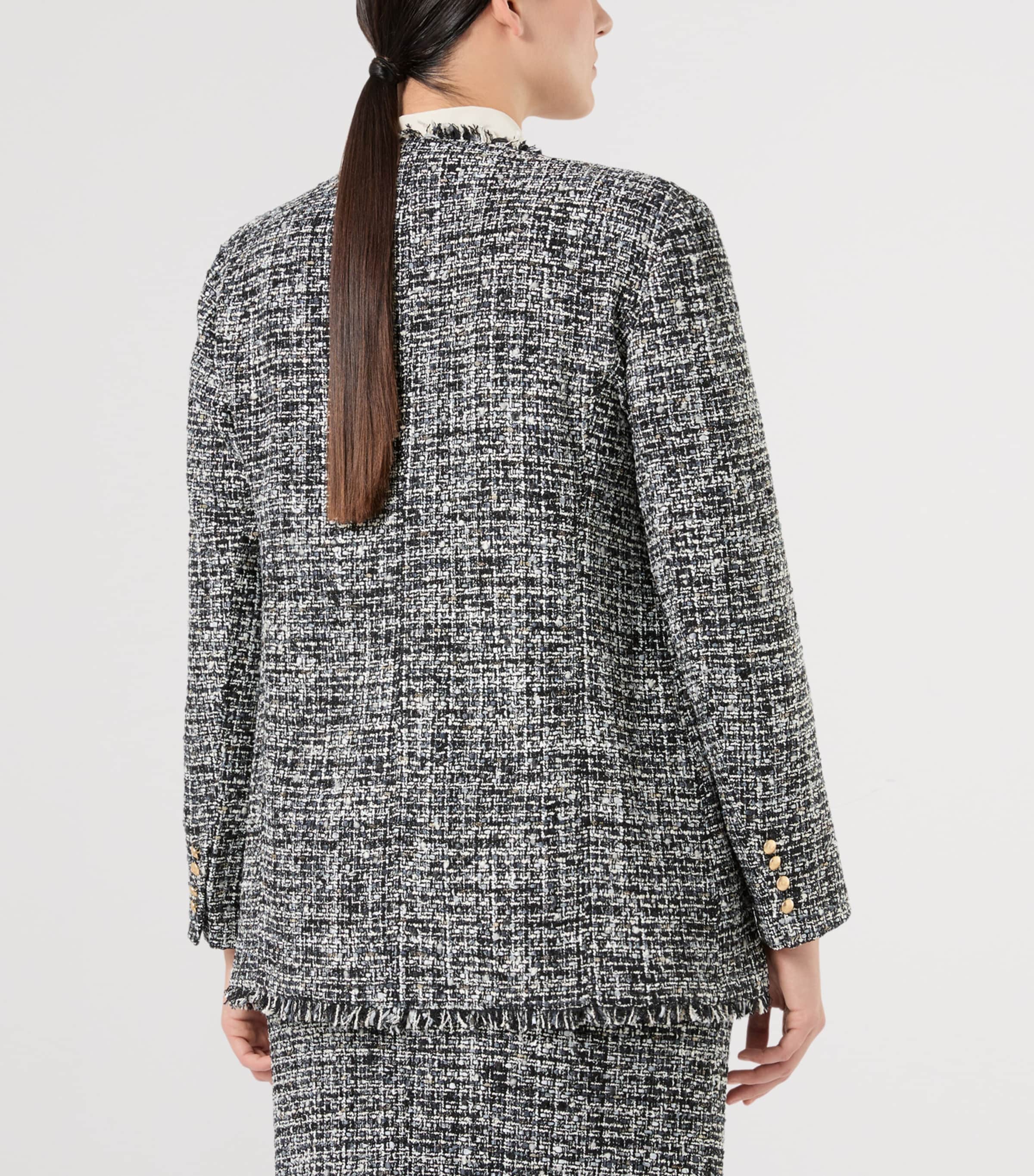Marina Rinaldi Womens Tweed Jacket Black White Image 4