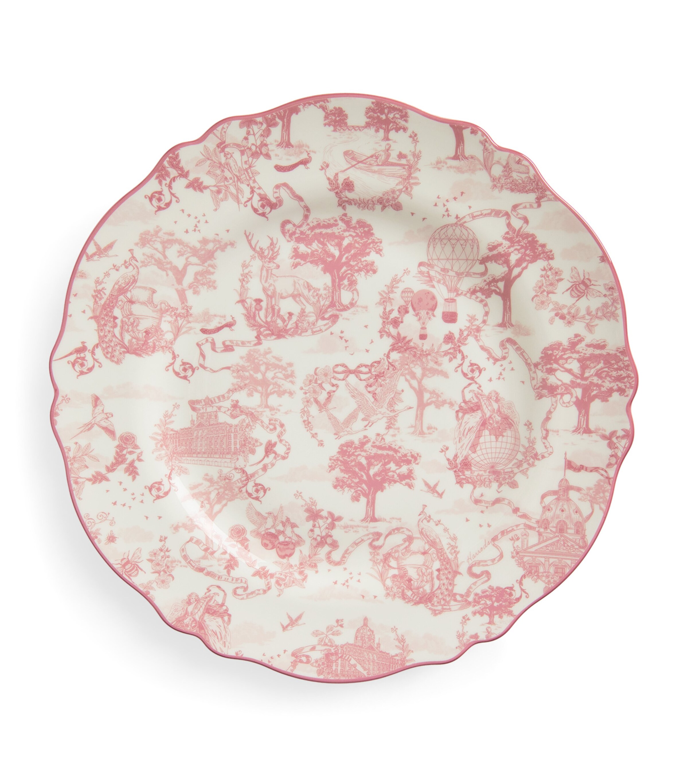 Harrods Fine Bone China Toile Dinner Plate In Pink