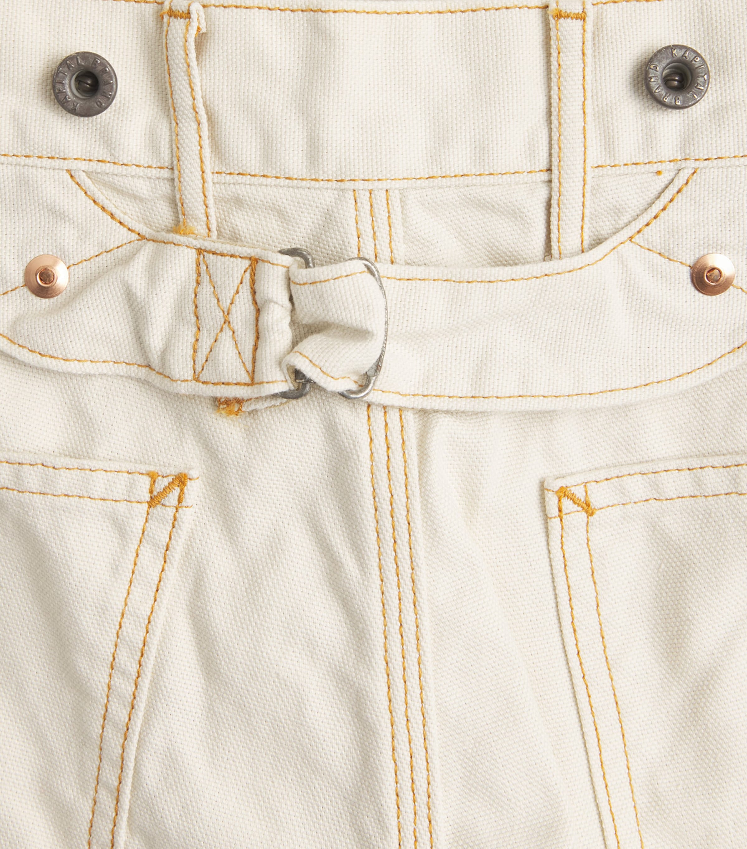 Kapital Mens Canvas Lumber Straight Trousers Ecru Image 6