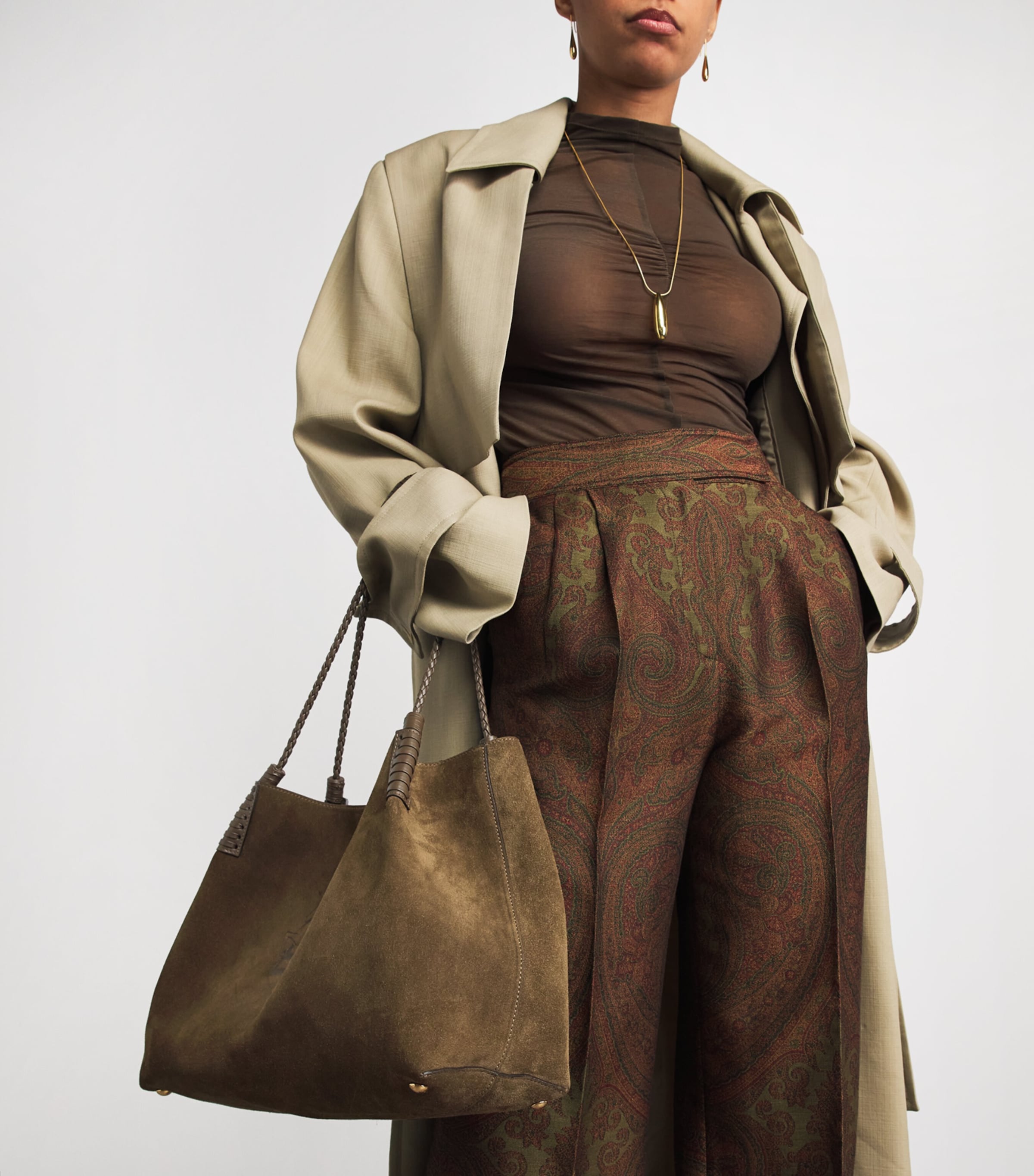 Etro Medium Suede Libra Shoulder Bag Green Image 2