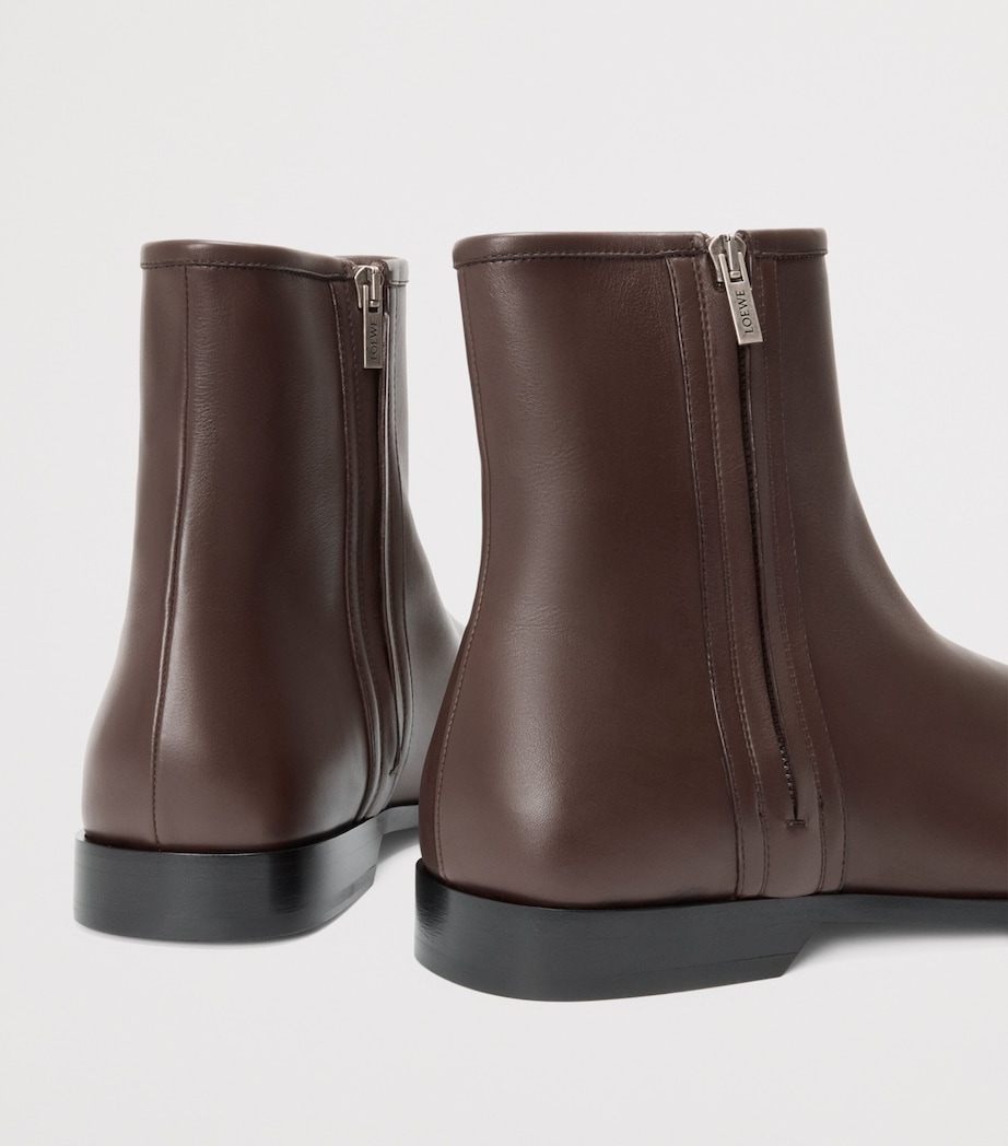 LOEWE Leather Bobine Ankle Boots Cacao Image 4