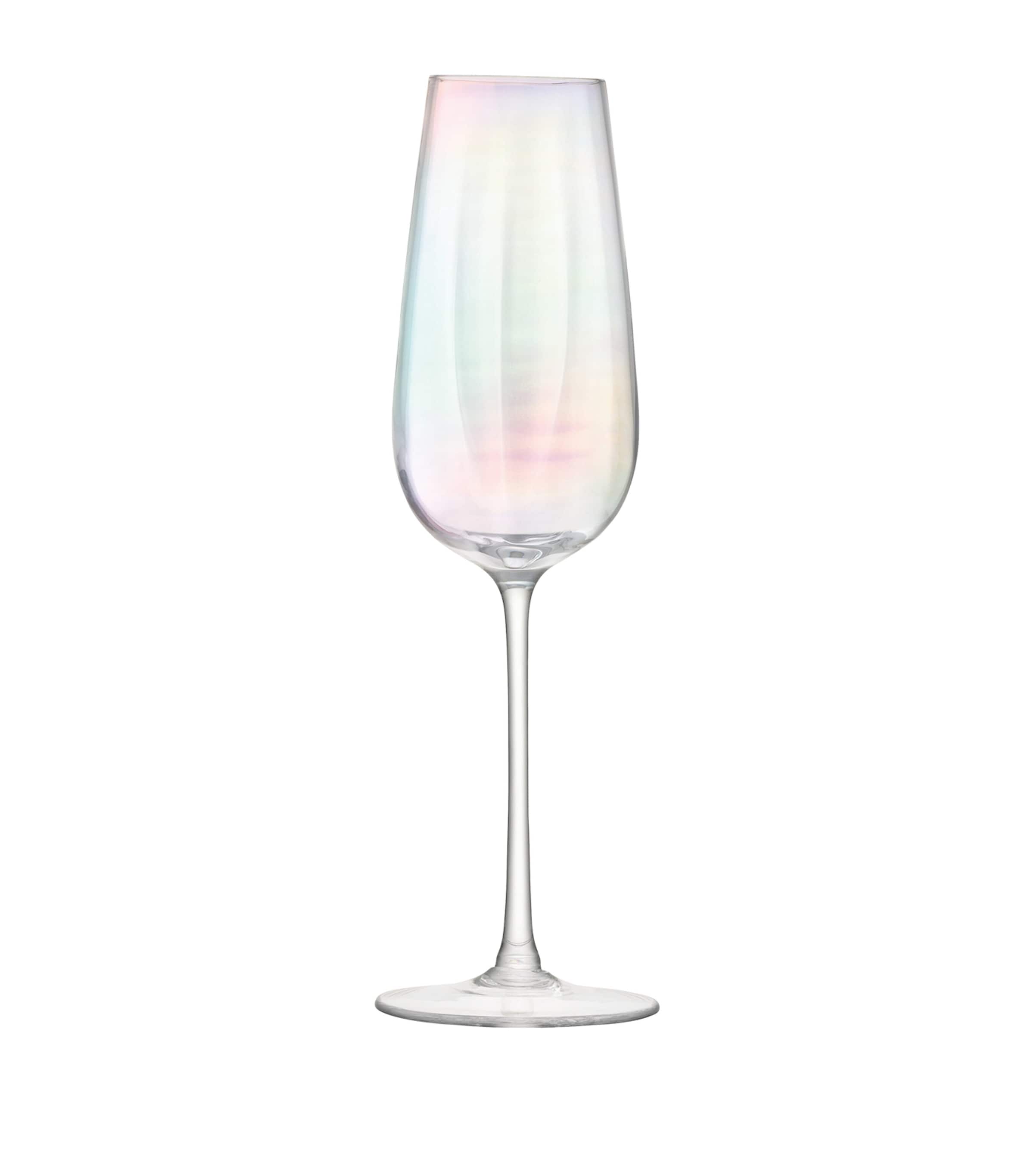 Lsa International Set Of 2 Pearl Flute Glasses In White