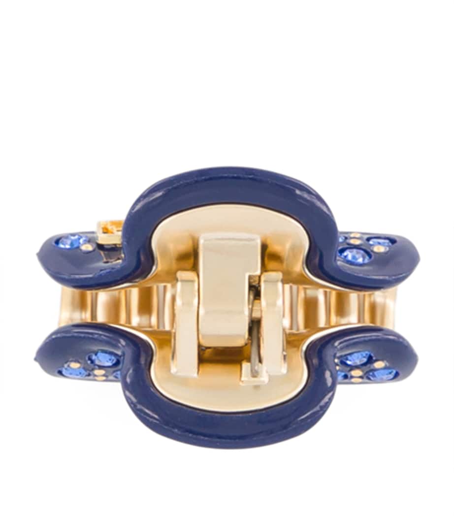 Alexandre de Paris Gold-Plated Crystal-Embellished Claw Hair Clip Marine/or Image 3