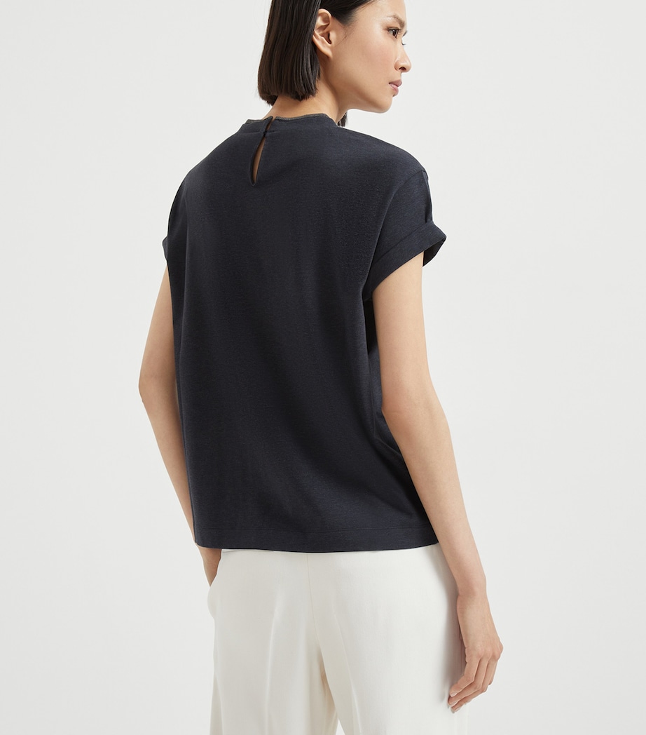 Stretch-Cotton Monili-Detail T-Shirt C055 Image 3