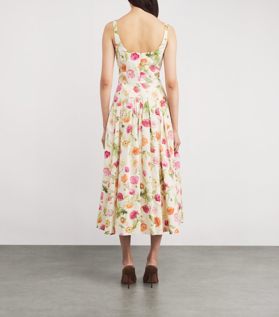 Poppy Print Dropped-Waist Midi Dress 264 ALMOND MULTI Image 3