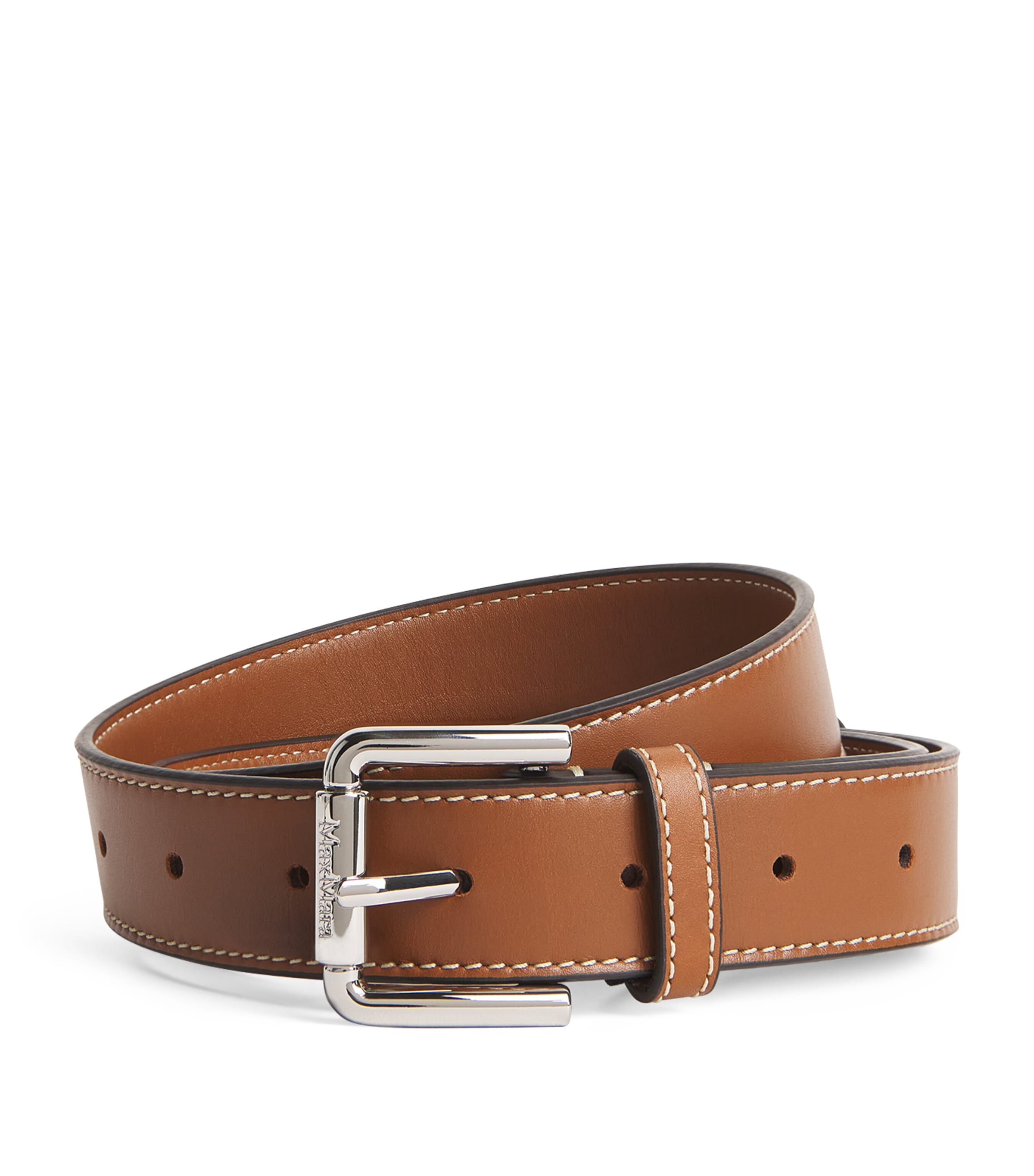 Max Mara Calfskin Belt In Brown