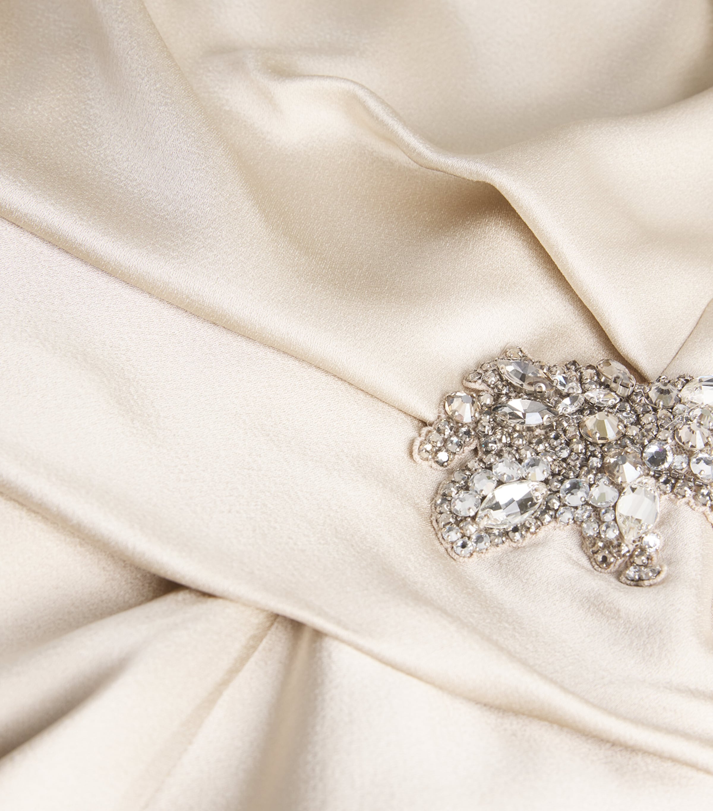 Satin Cady Embellished Draped Midi Dress CHAMPAGNE Image 5