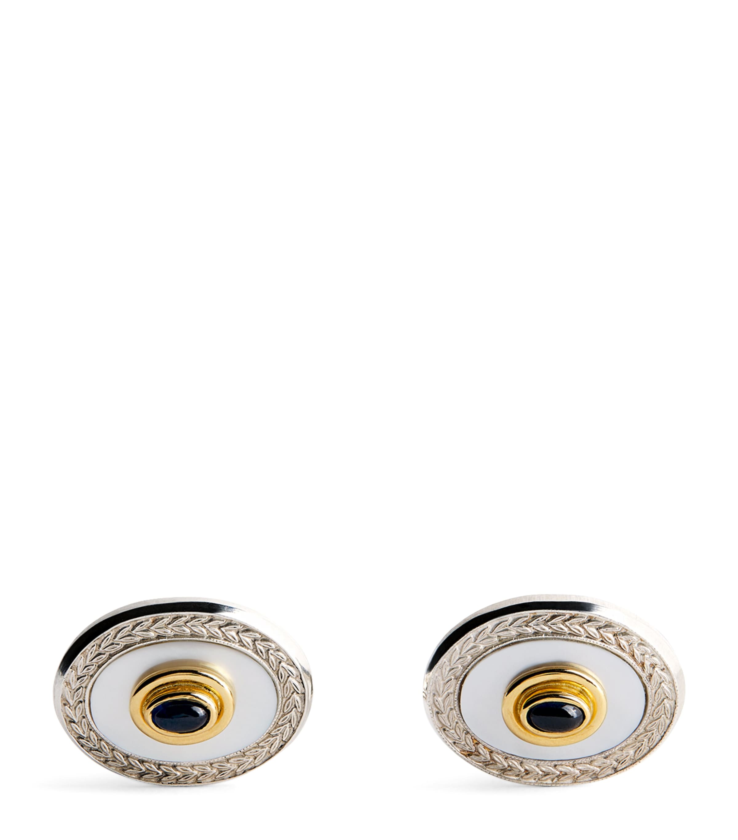 Deakin & Francis Sterling Silver And Yellow Gold Wreath Cufflinks In Silver