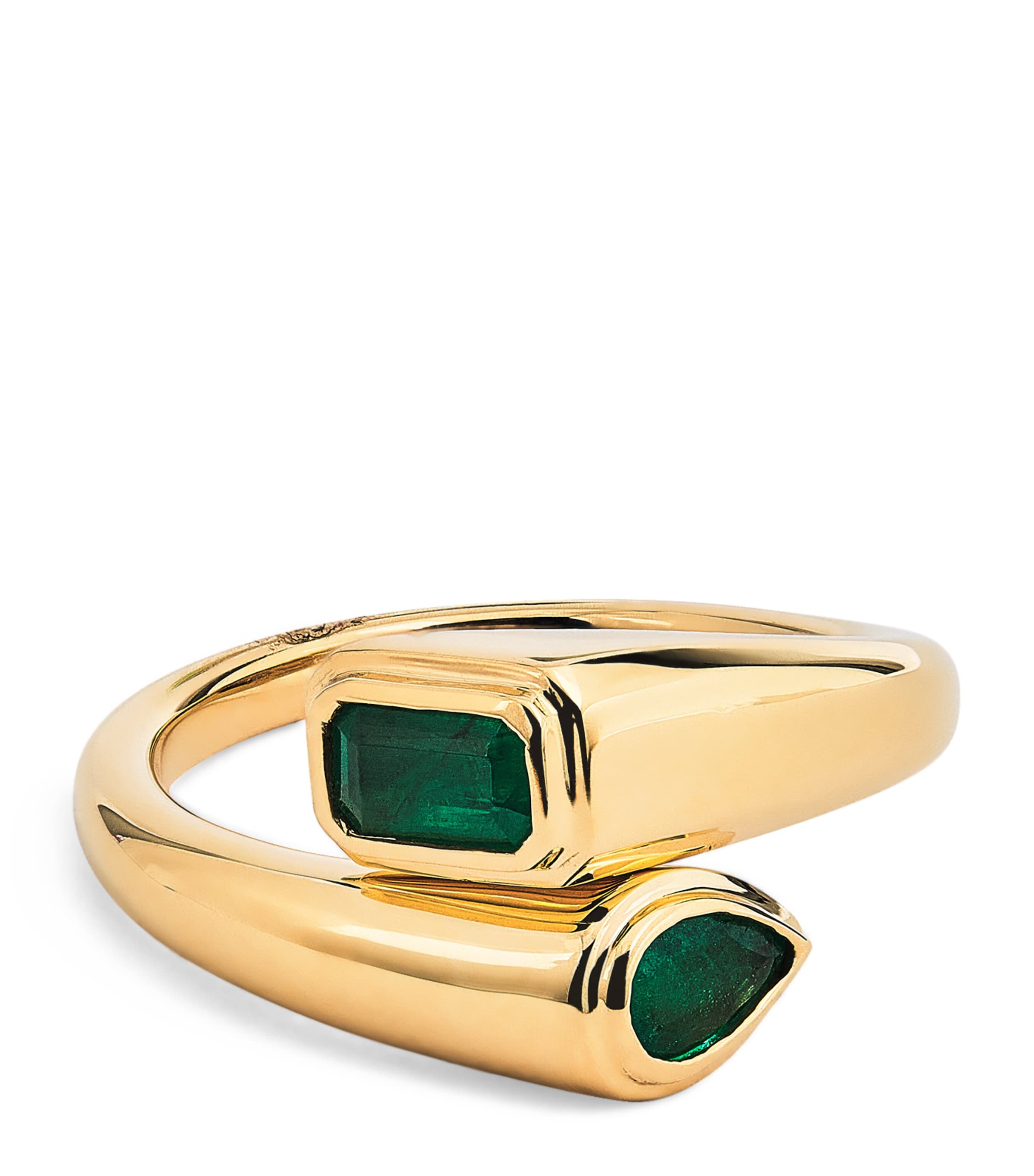Shay Yellow Gold And Emerald Bypass Pinky Ring In Gold