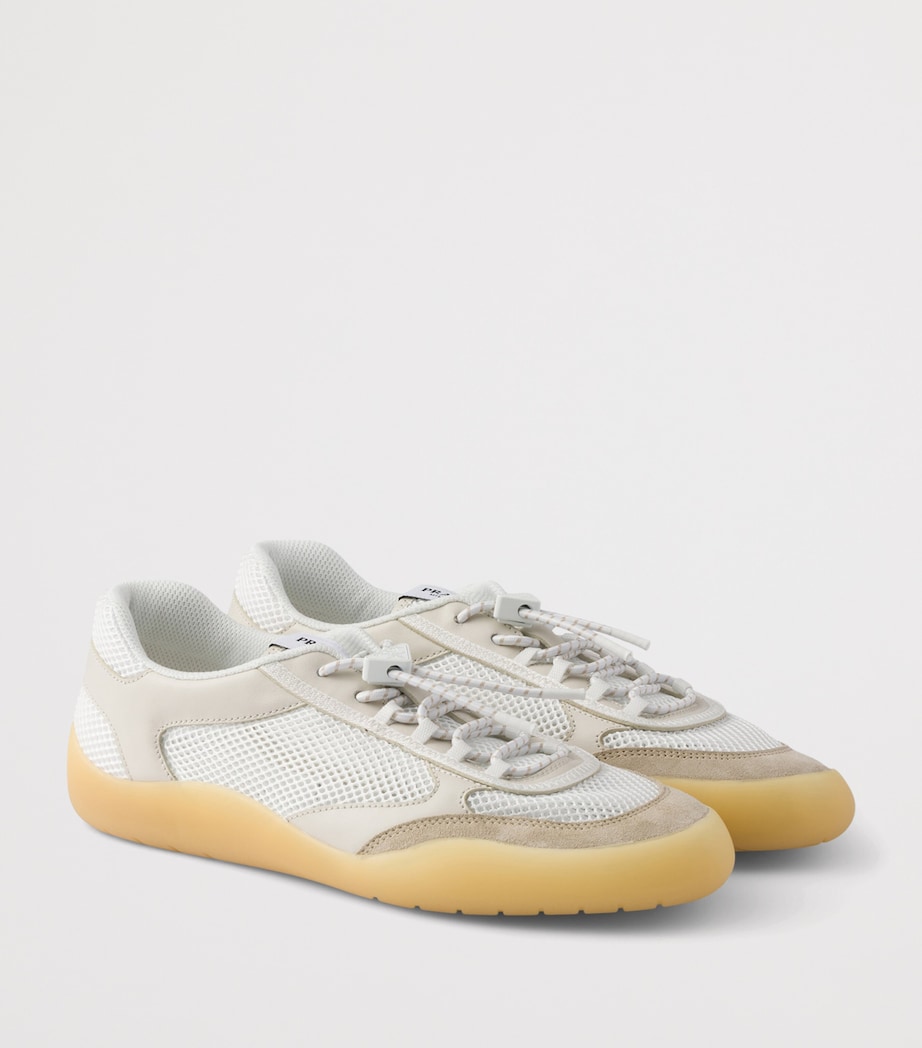 Prada Leather-Mesh Speedrock Sneakers Neutral Image 4