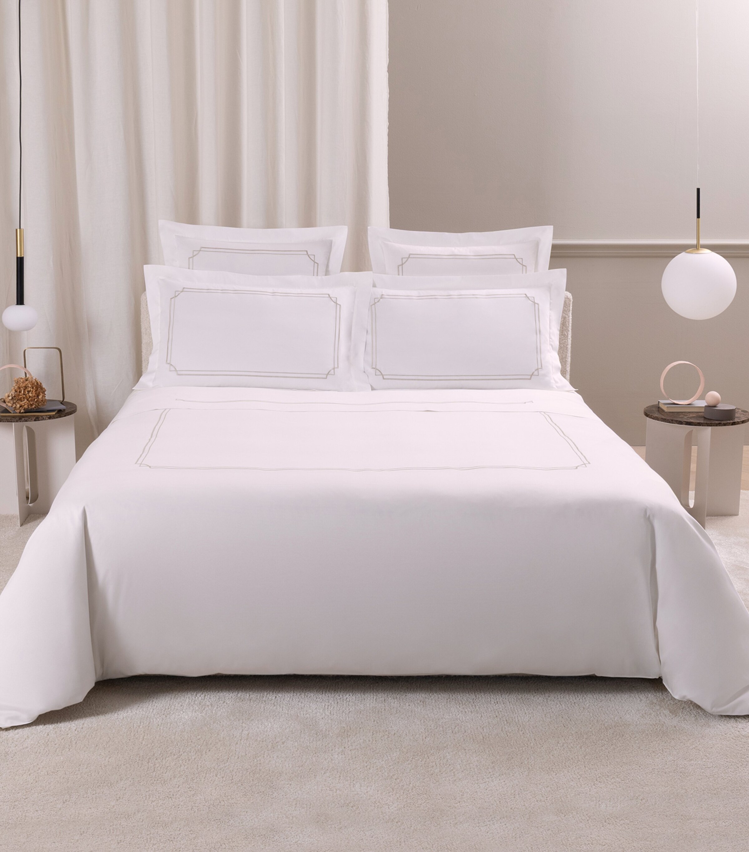 Frette Cotton Layering Embroidery King Sheet Set Milk/savage B Image 5