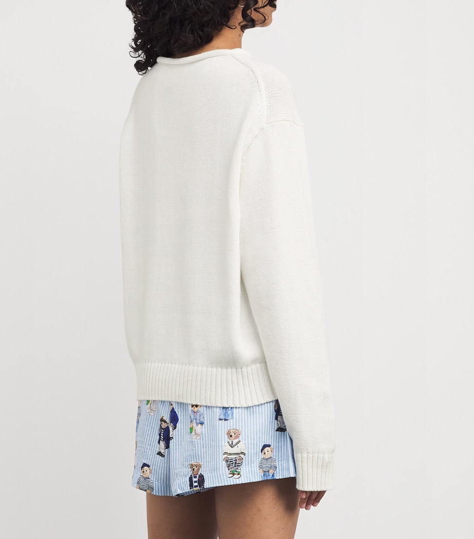 Cotton Polo Bear Sweater WHITE Image 4