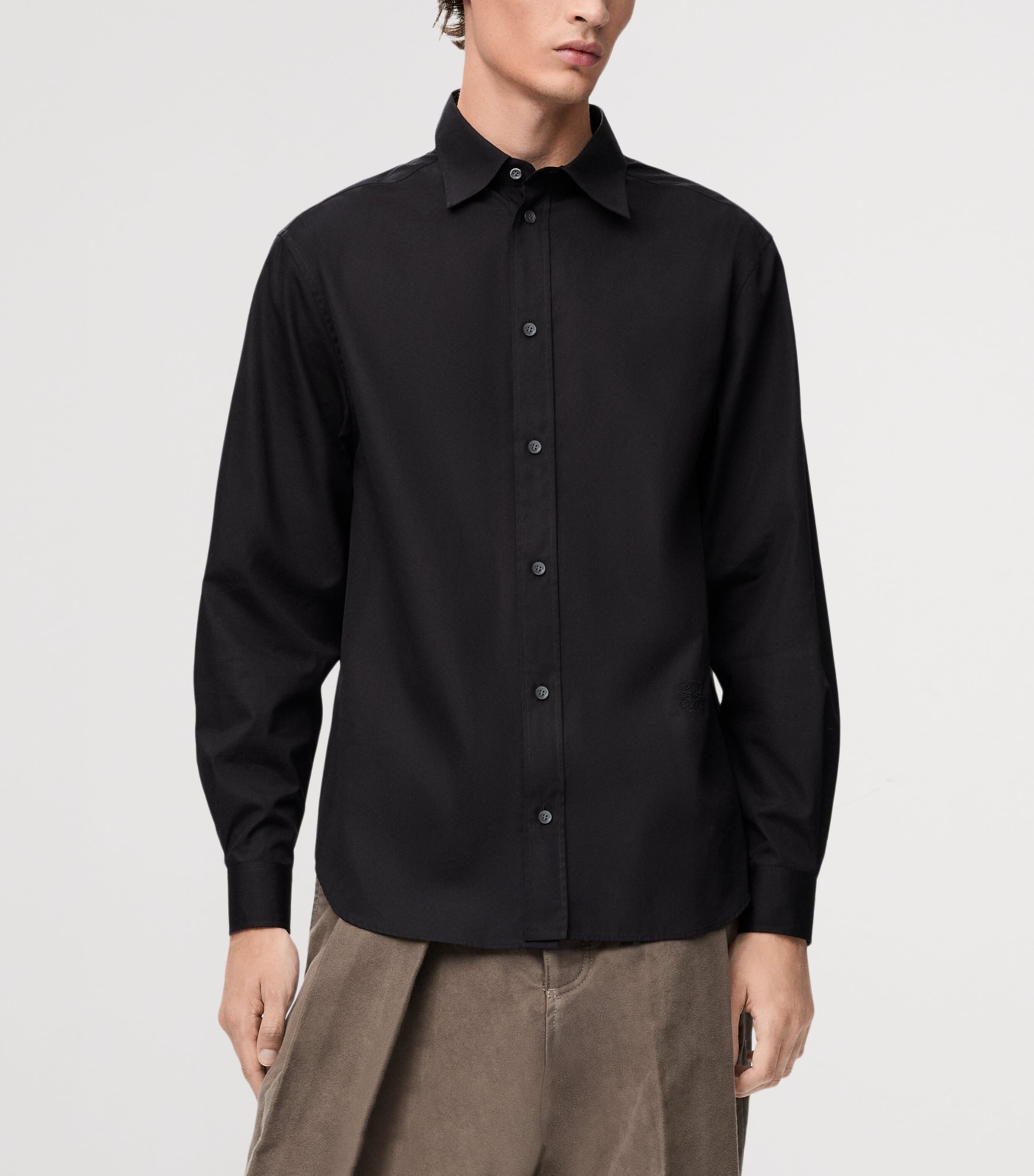 Cotton-Blend Poplin Shirt BLACK Image 3