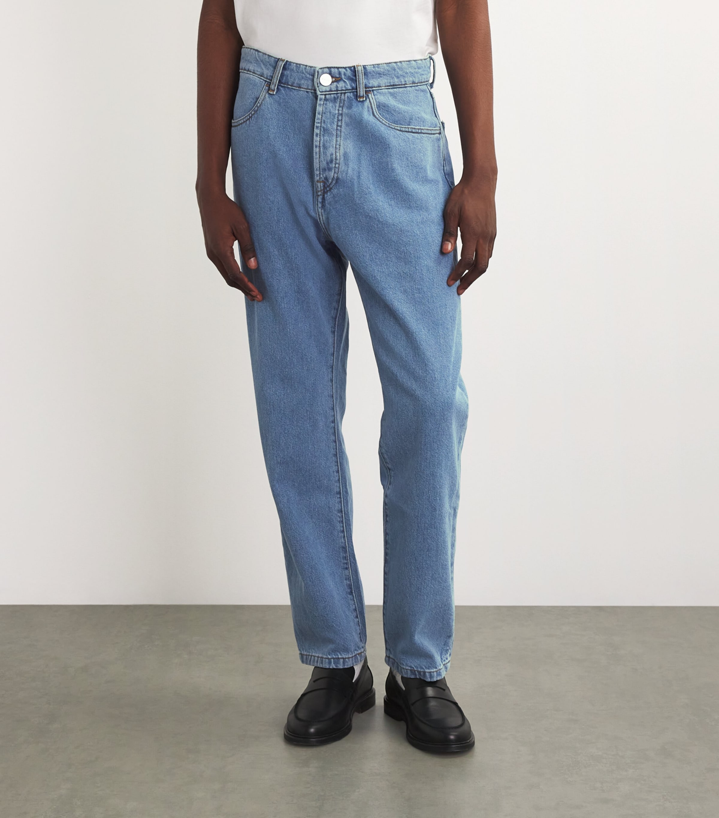 Róhe Mens Cotton Straight Leg Jeans Denim Blue Image 3