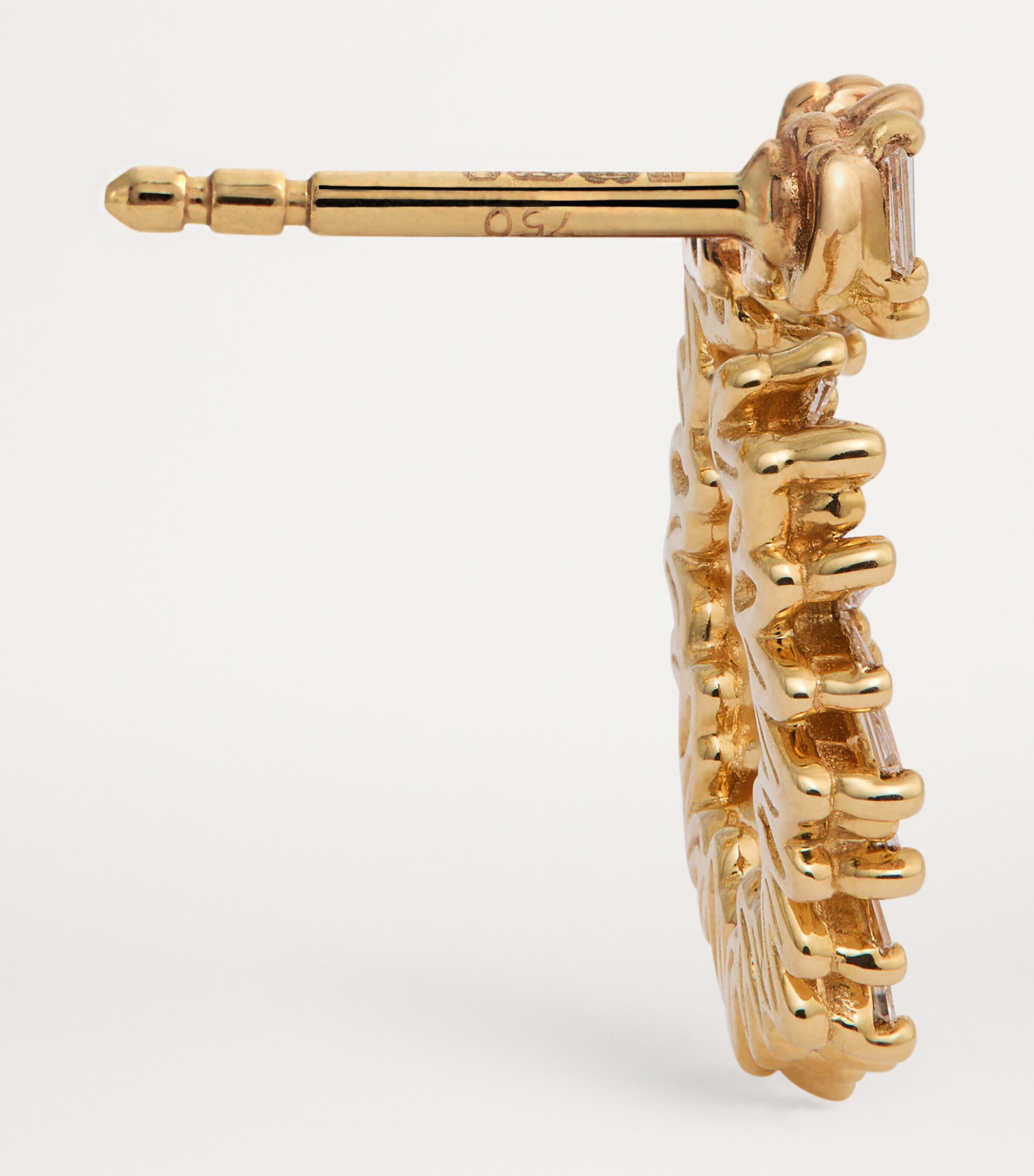 Yellow Gold and Diamond Classic Fireworks Mini Hoops 18K YG/WD Image 4