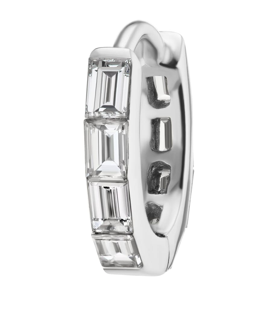 White Gold Invisible Set Baguette Diamond Eternity Hoop Earring (6.5mm) WHITE GOLD Image 1
