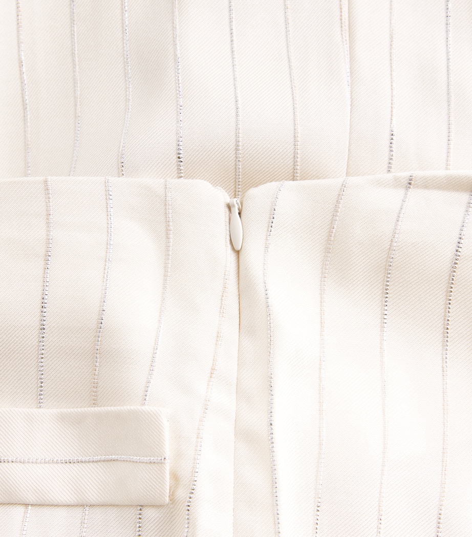 Sandro Paris Womens Sequinned Stripe Trousers Ecru / Silver Image 6