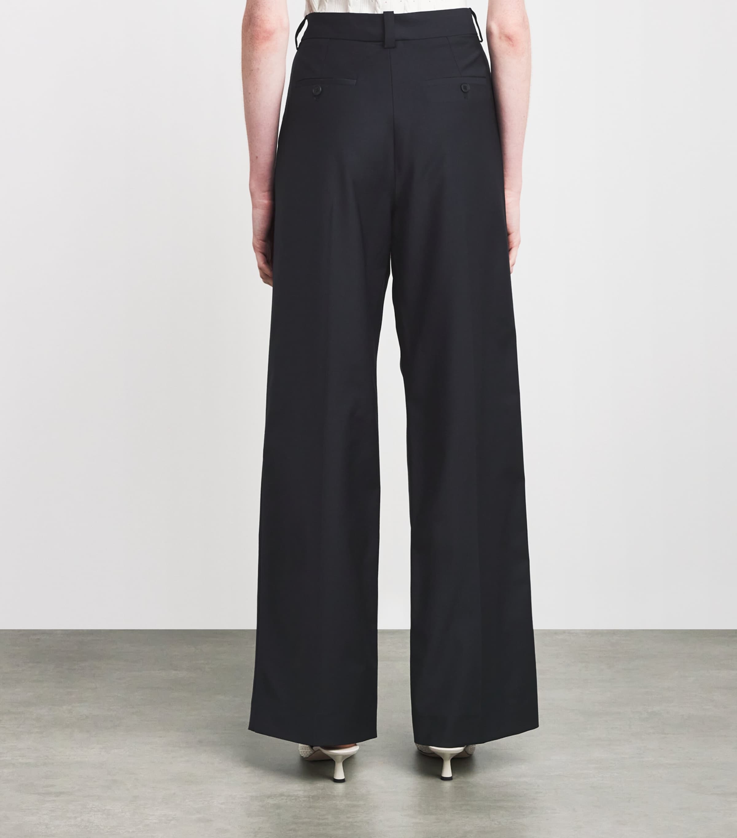 Chain-Embellished Straight Trousers NAVY Image 4
