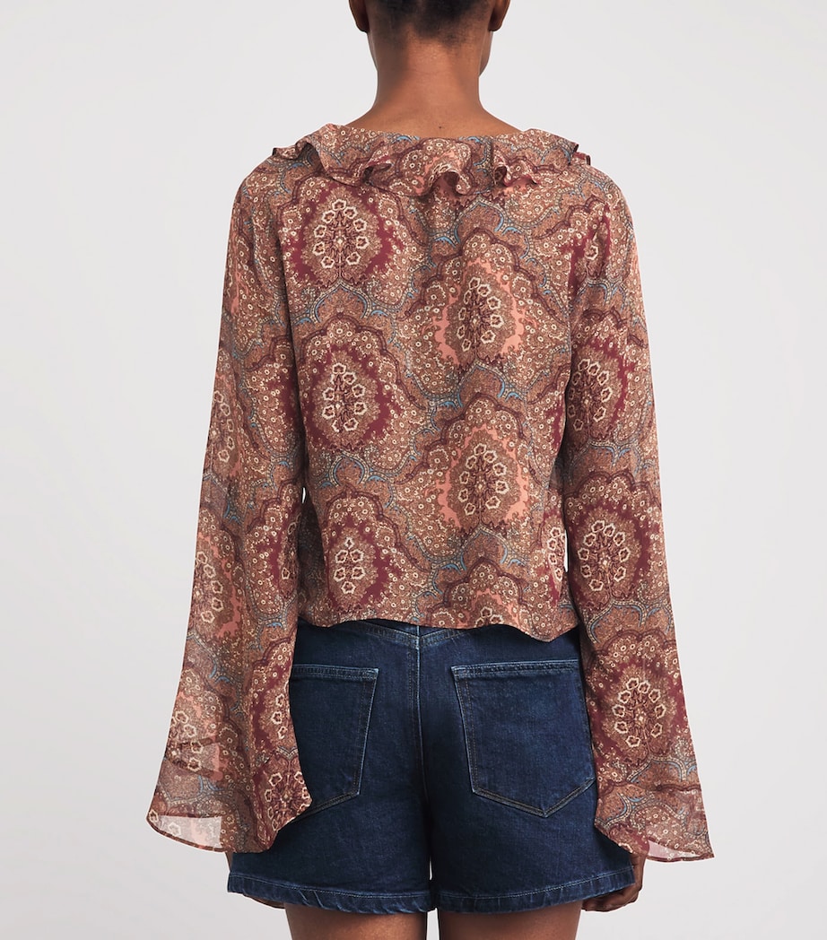 PAIGE Womens Silk Paisley Eve Blouse Sunset Multi Image 5