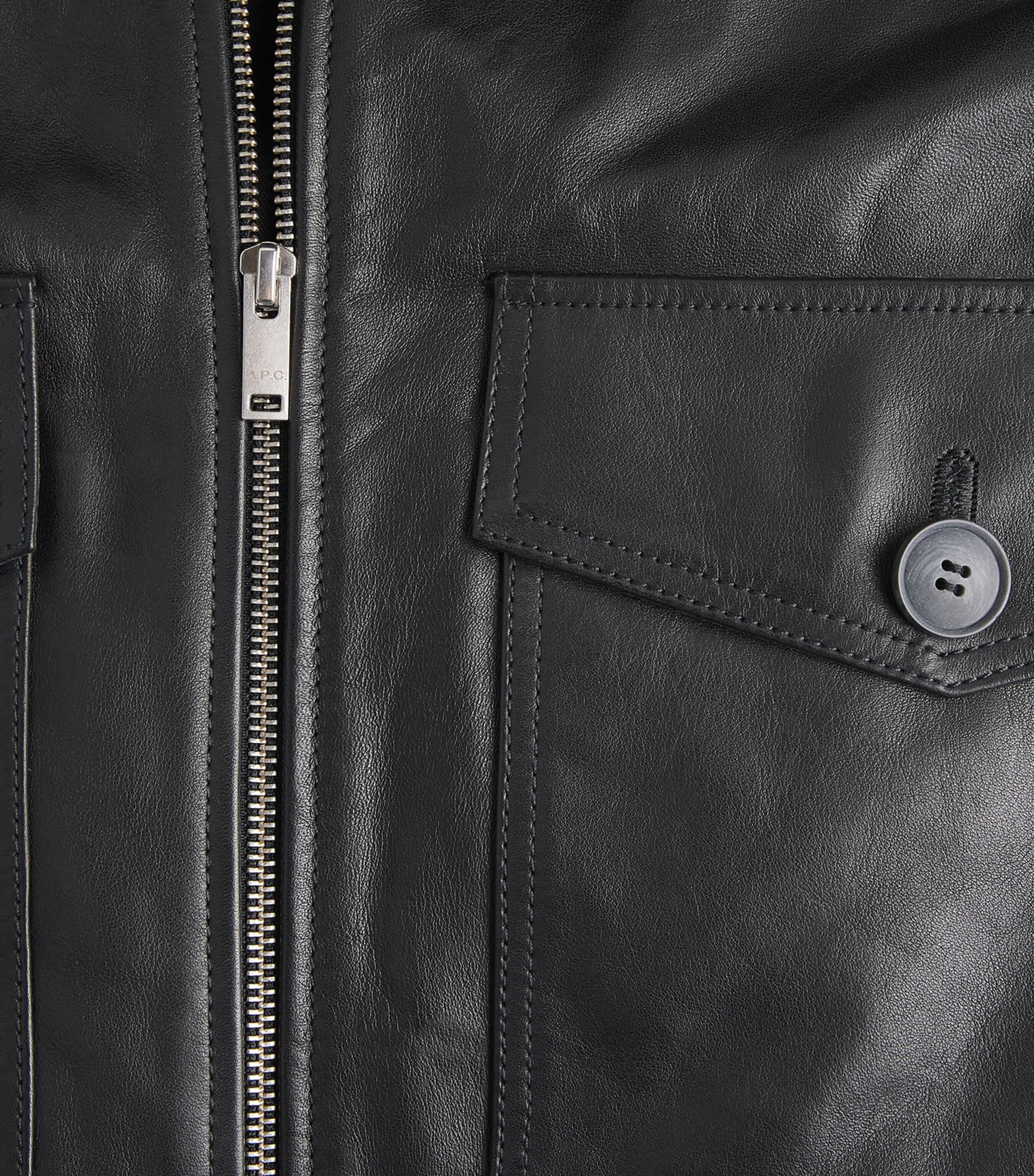 A.P.C. Mens Gael Leather Jacket Lzz Black Image 6