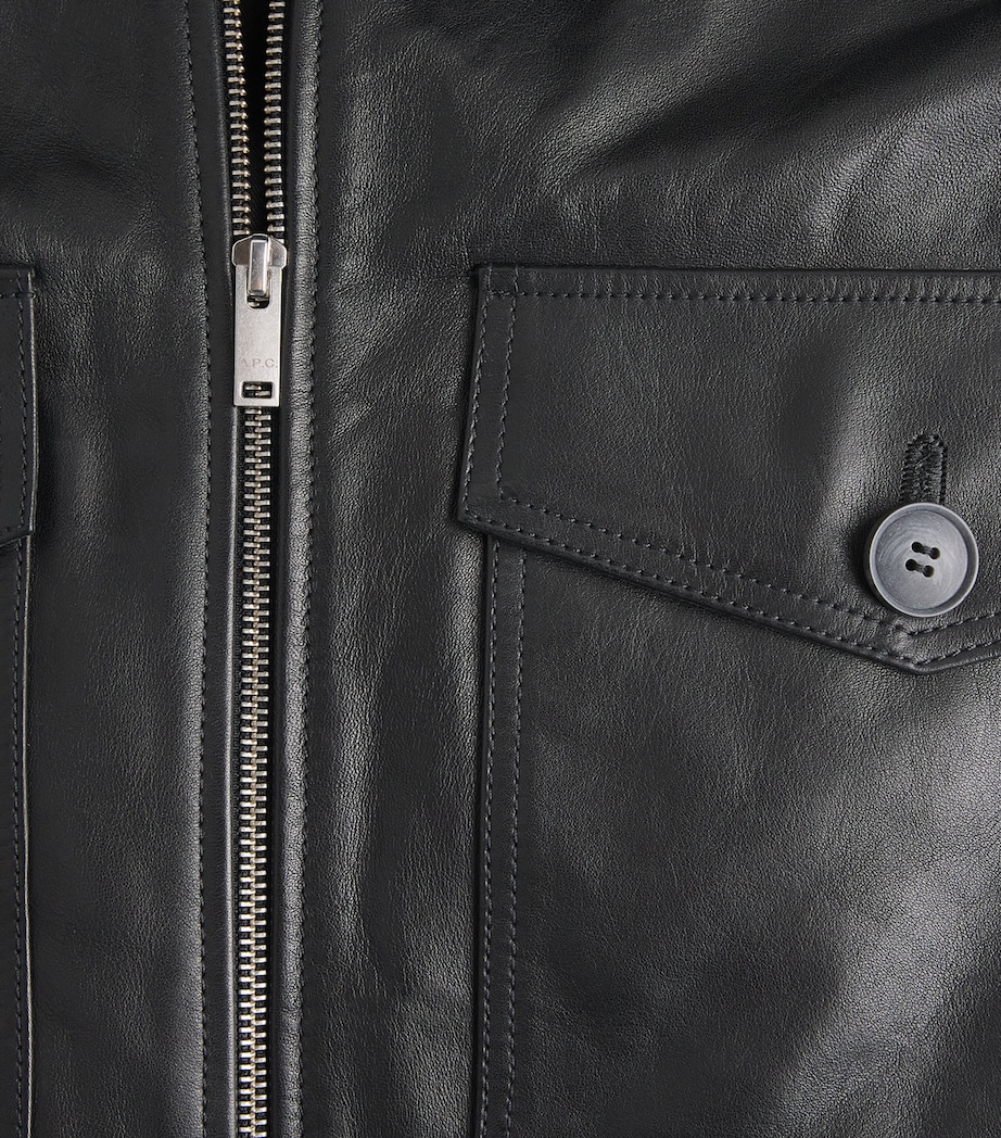 A.P.C. Mens Gael Leather Jacket Lzz Black Image 6