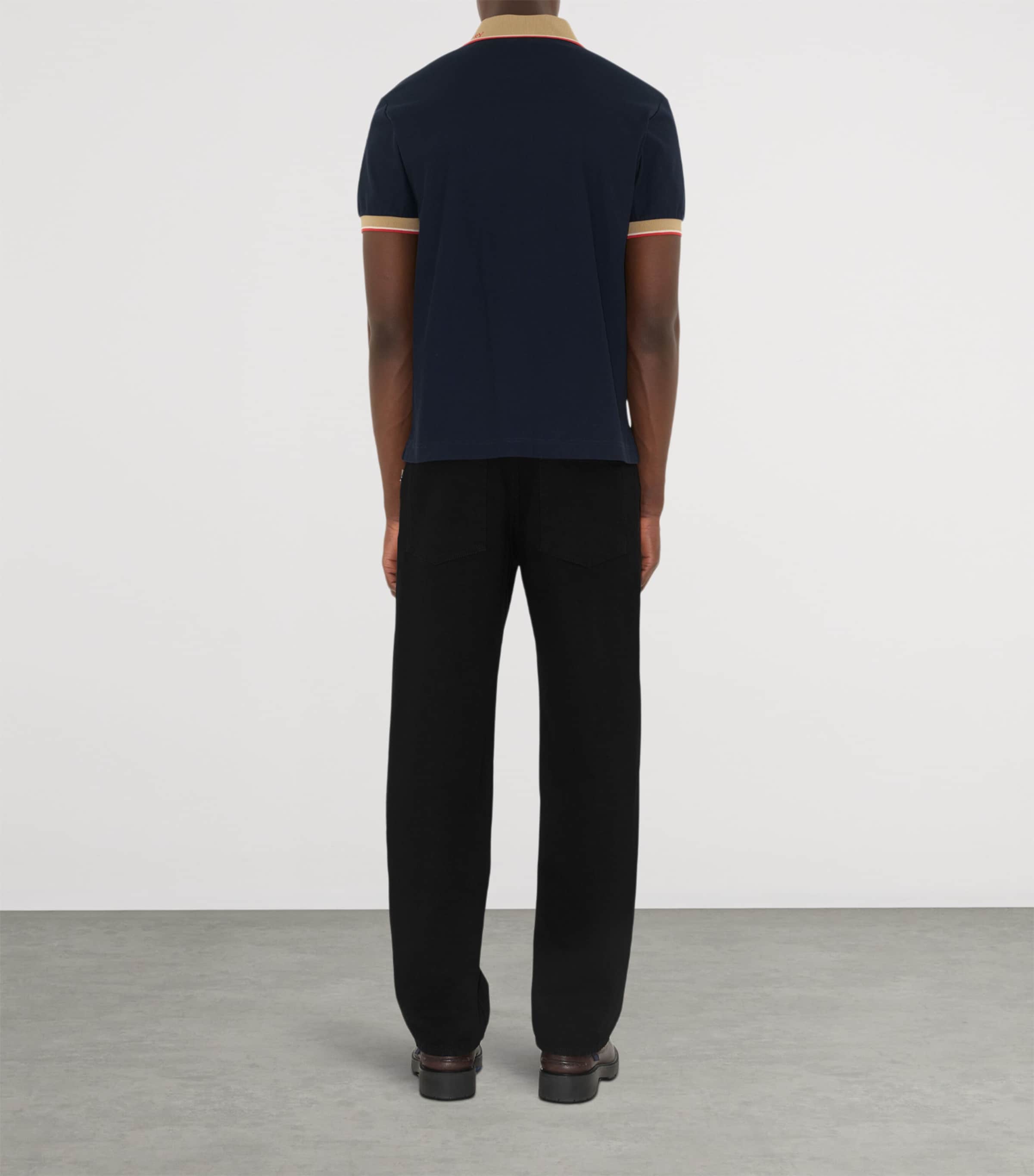 Piqué Cotton Logo Collar Polo Shirt NAVY Image 4