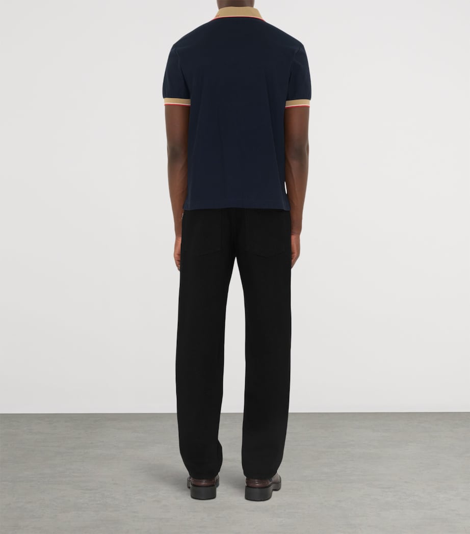 Piqué Cotton Logo Collar Polo Shirt NAVY Image 4