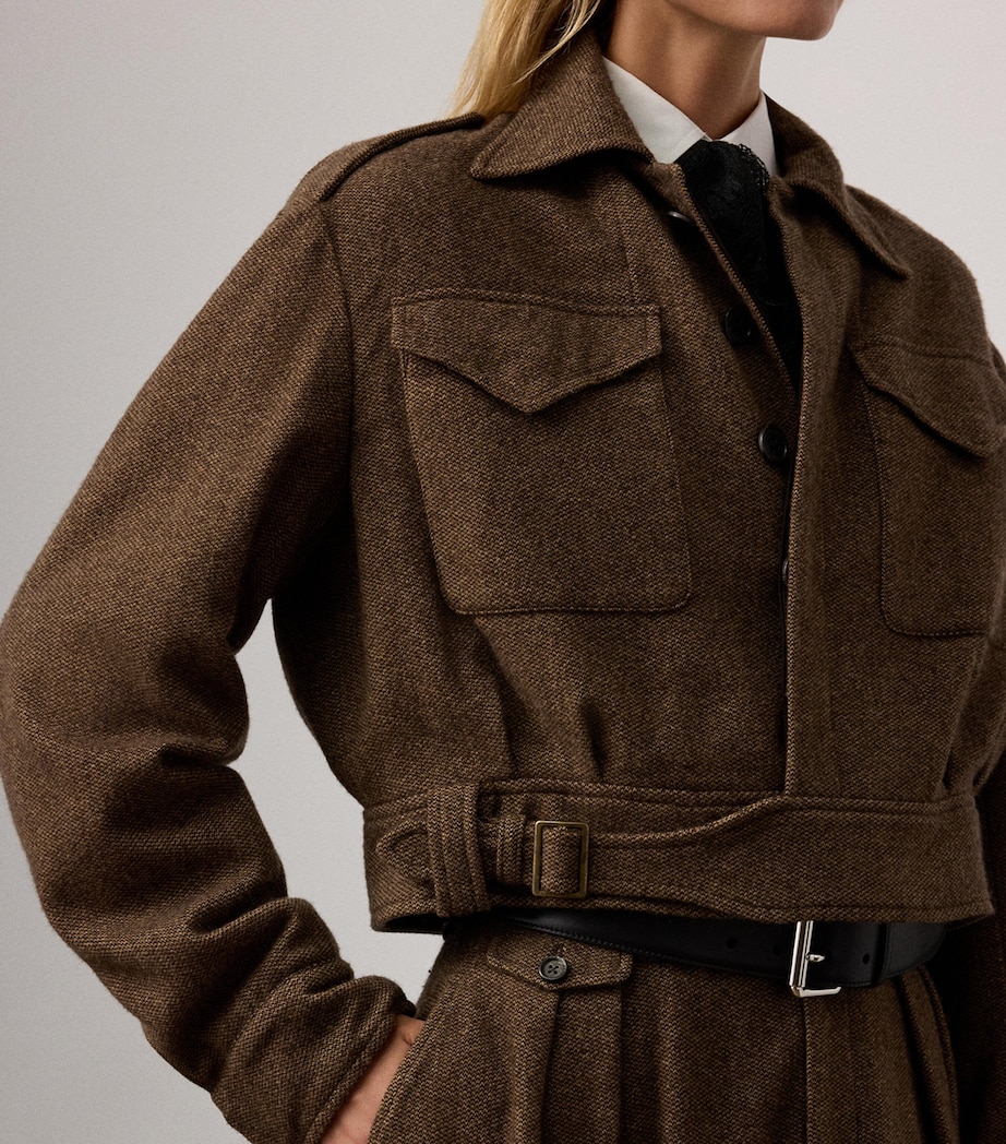 Birdseye Tweed Maddison Bomber Jacket DARK BROWN Image 5