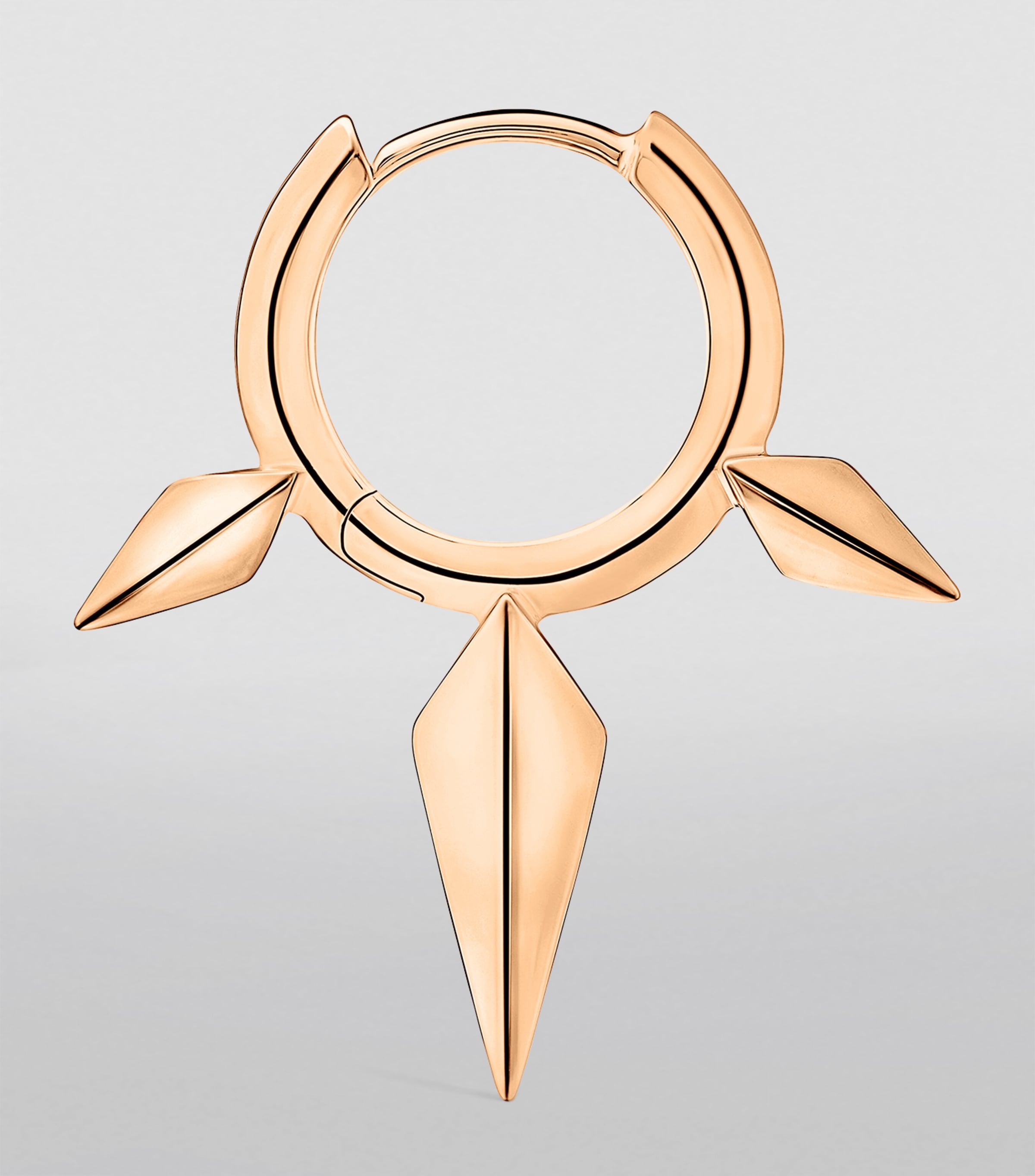 Rose Gold Faceted Triple Long Spike Hoop Earring (8mm) ROSE GOLD Image 2