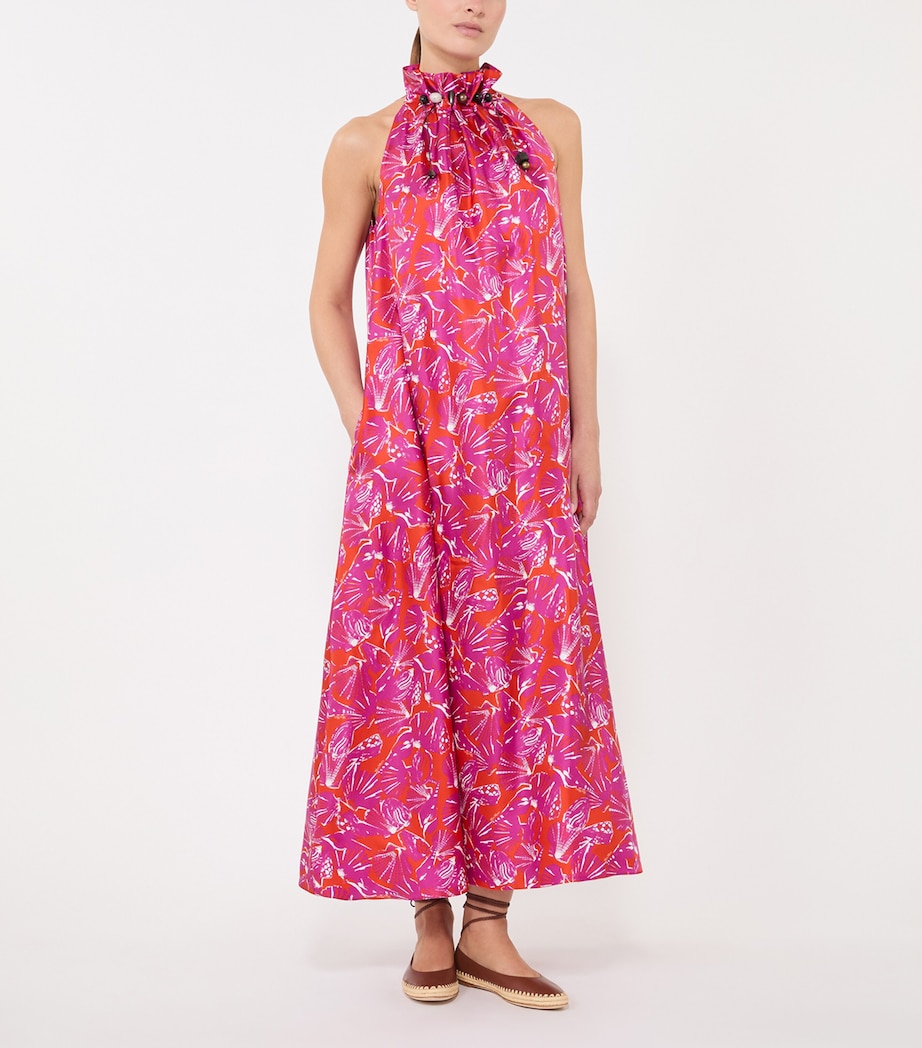 Max Mara Womens Silk Twill Printed Midi Dress Coral Image 2