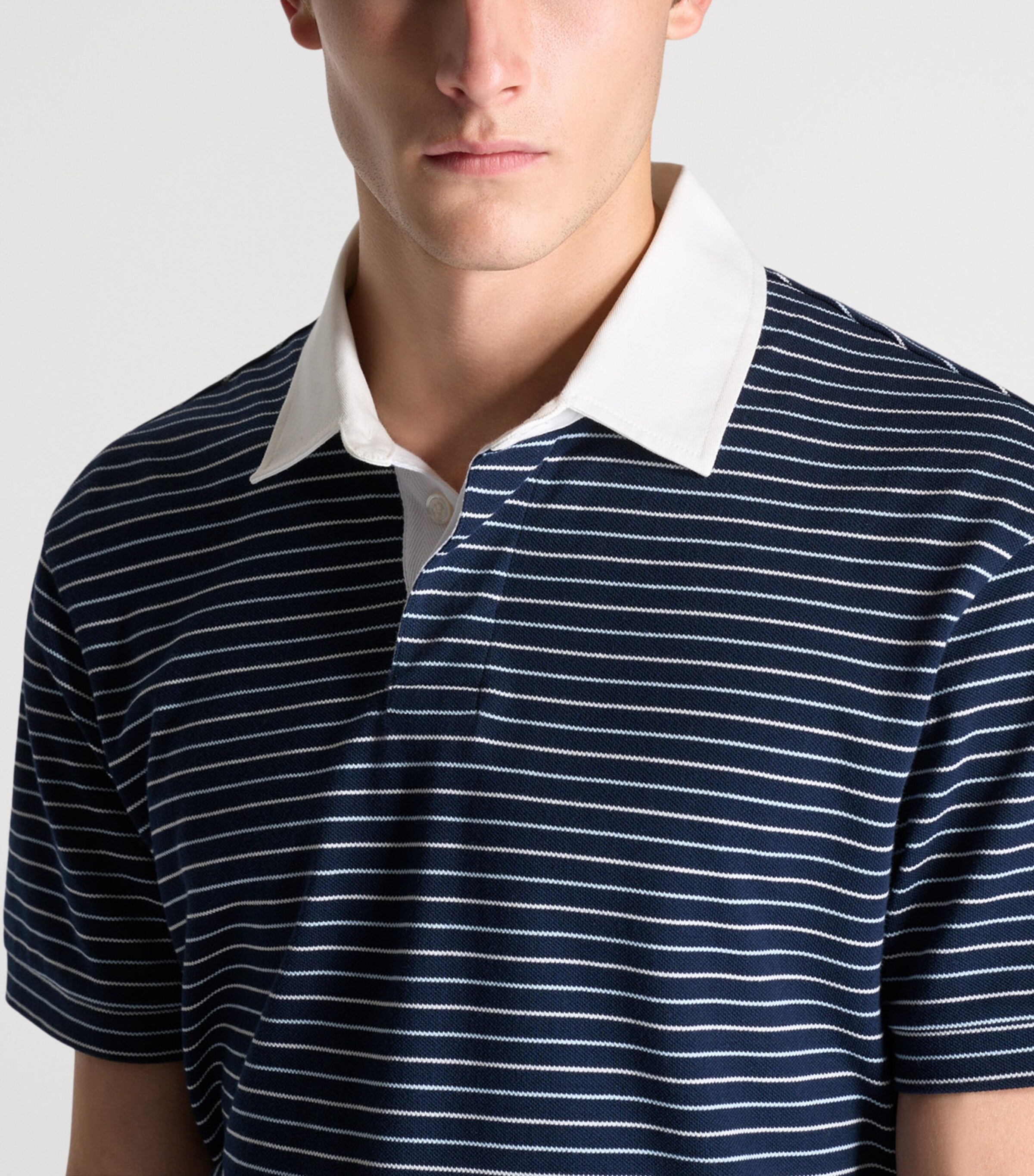 Dunhill Mens Cotton Stripe Polo Shirt Navy Image 5